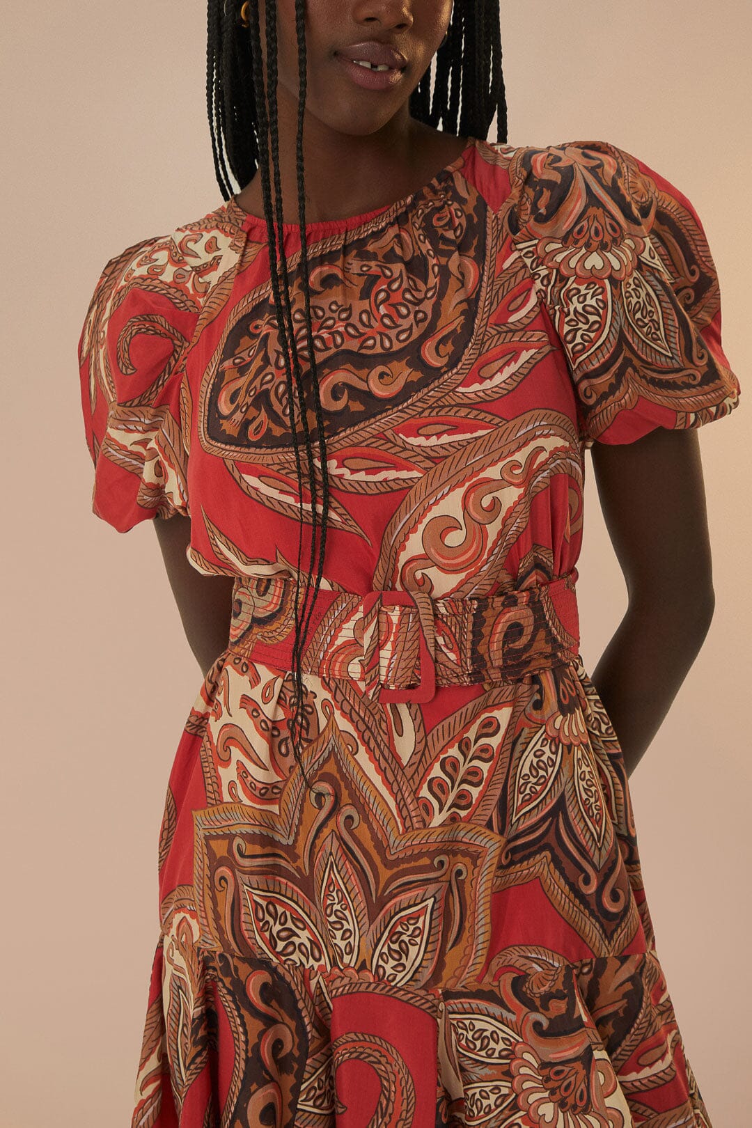 Leopard Paisley Burgundy Mini Dress - Image 3