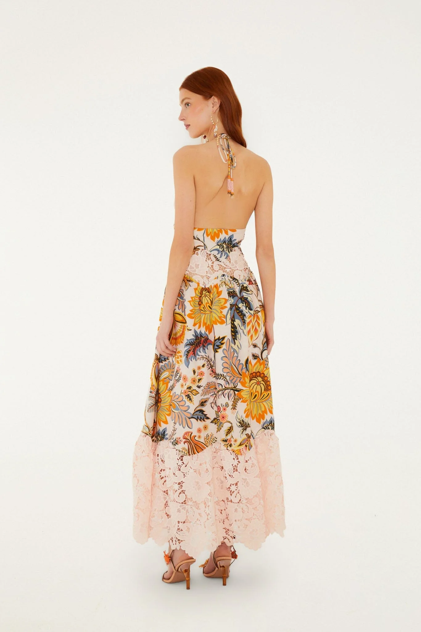 Light Pink Ligia Floral Lace Lenzing Ecovero Euroflax Maxi Dress - Image 3