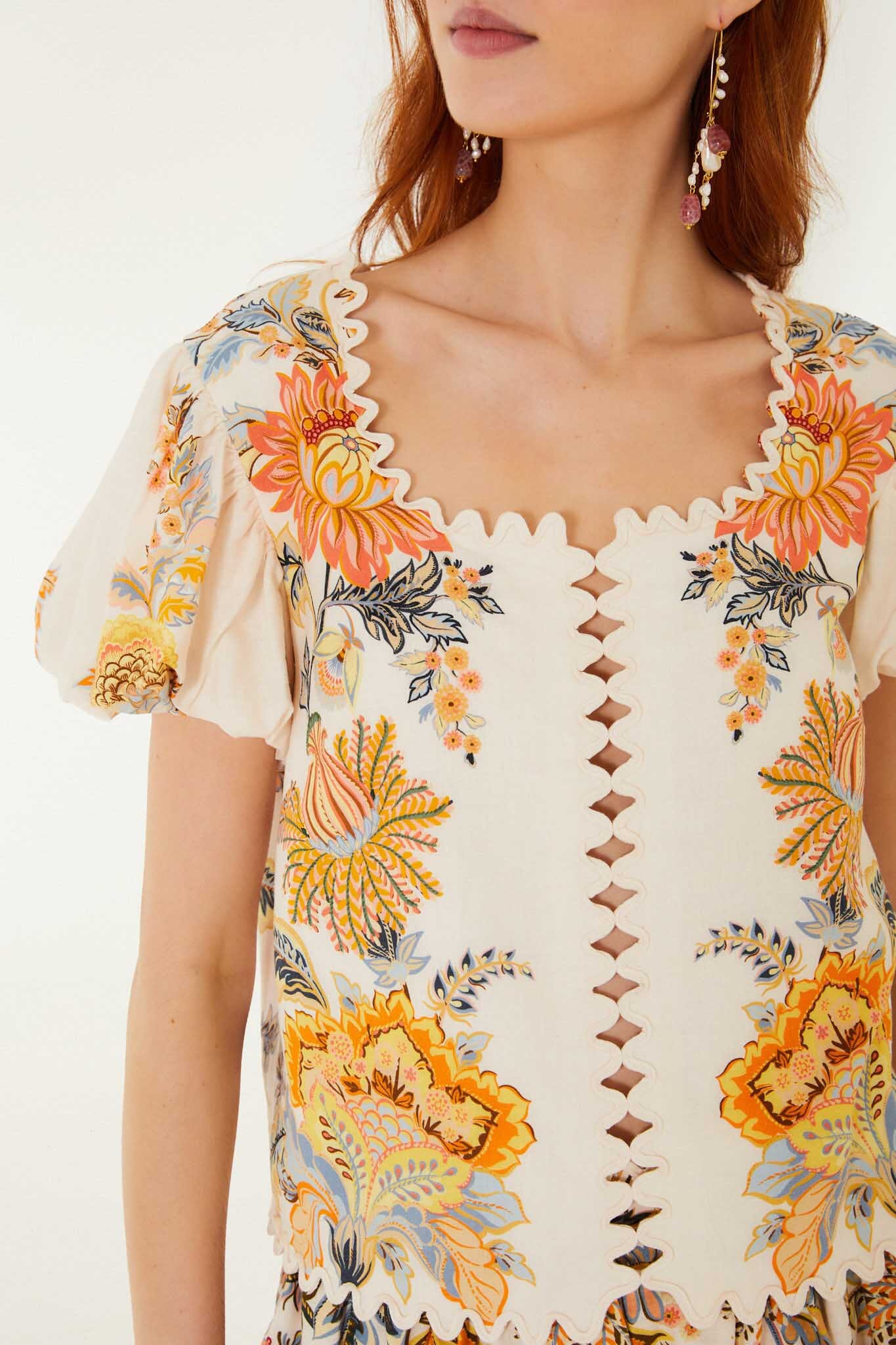 Light Pink Ligia Short Sleeve Lenzing Ecovero Euroflax Blouse - Image 6