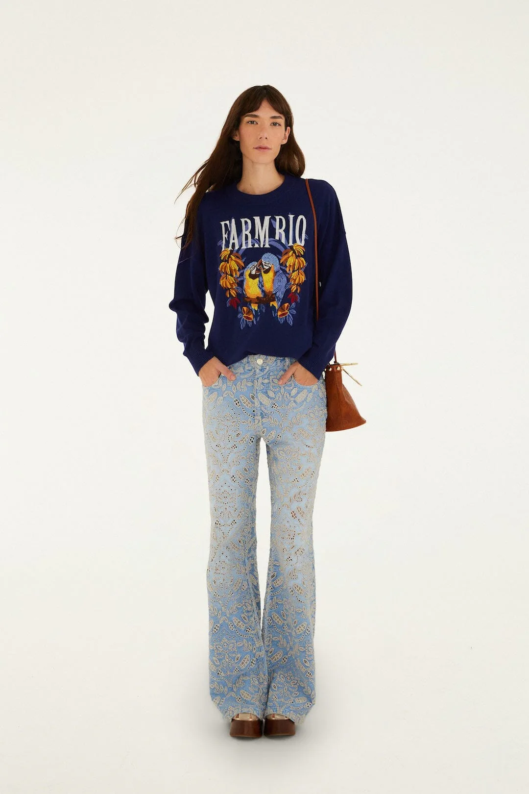 Dark Blue Love Birds Embroidered Sweater - Image 4