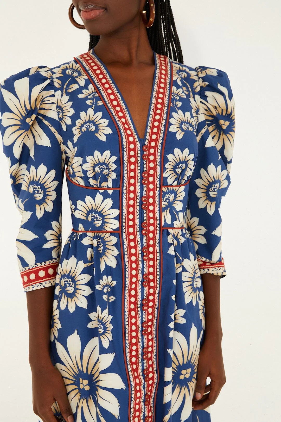Blue Luna Puff Sleeve Organic Cotton Maxi Dress - Image 2