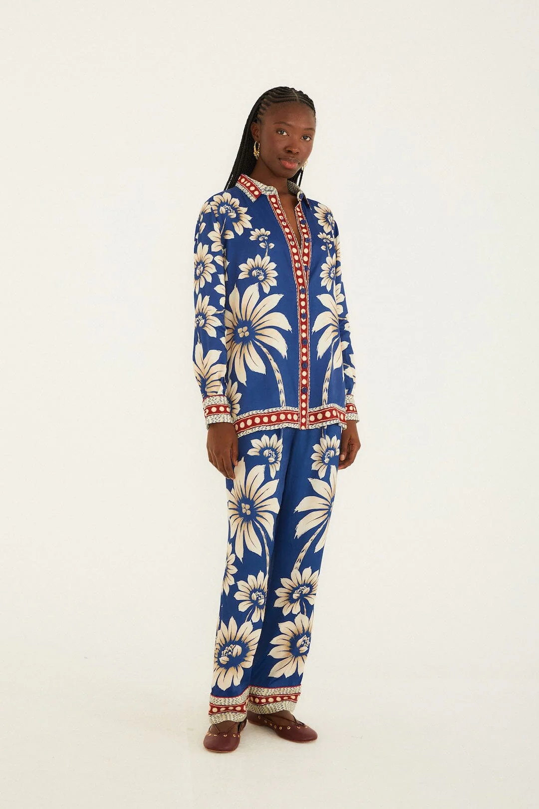 Blue Luna Collared Lenzing_x0099_ Ecovero_x0099_ Viscose Pajama Shirt - Image 4