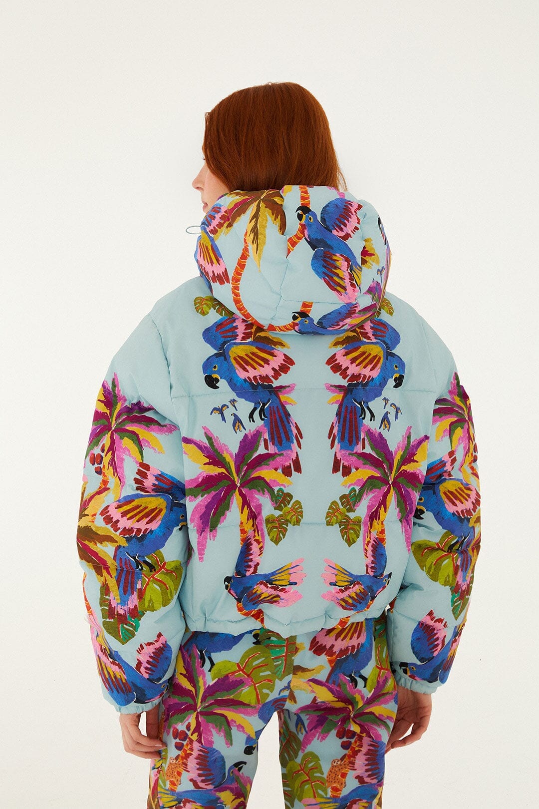 Blue Macaw Hooded Puffer Ski Jacket - Image 3