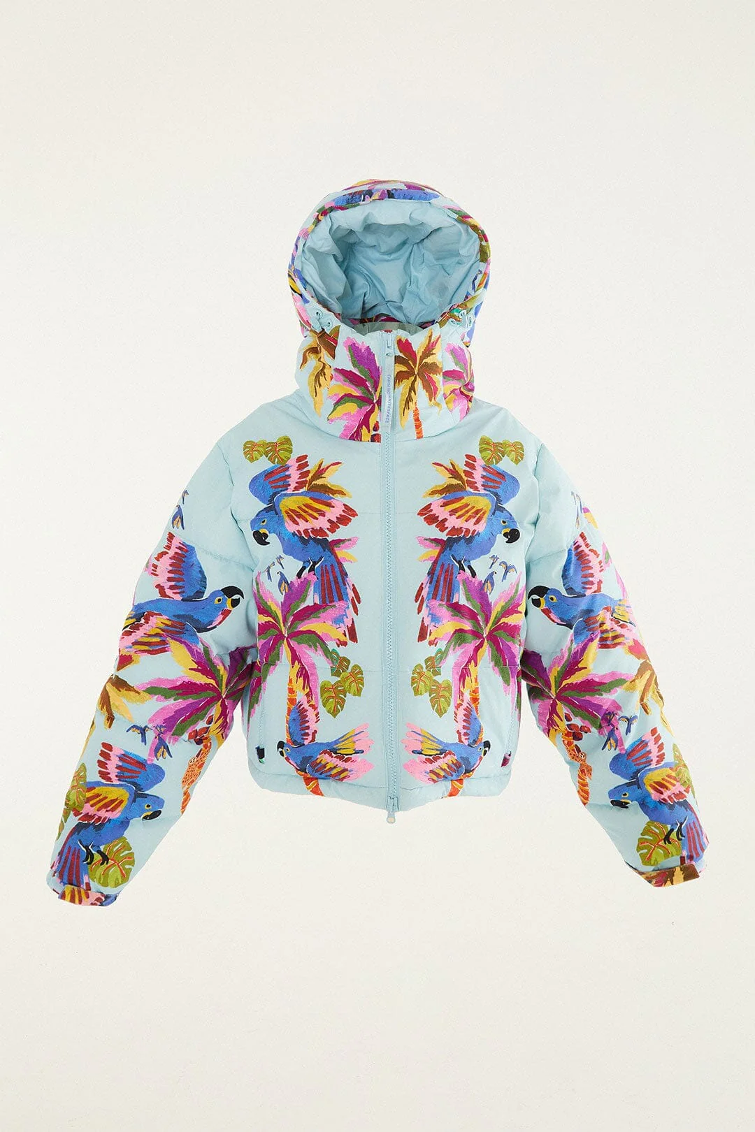 Blue Macaw Hooded Puffer Ski Jacket - Image 6