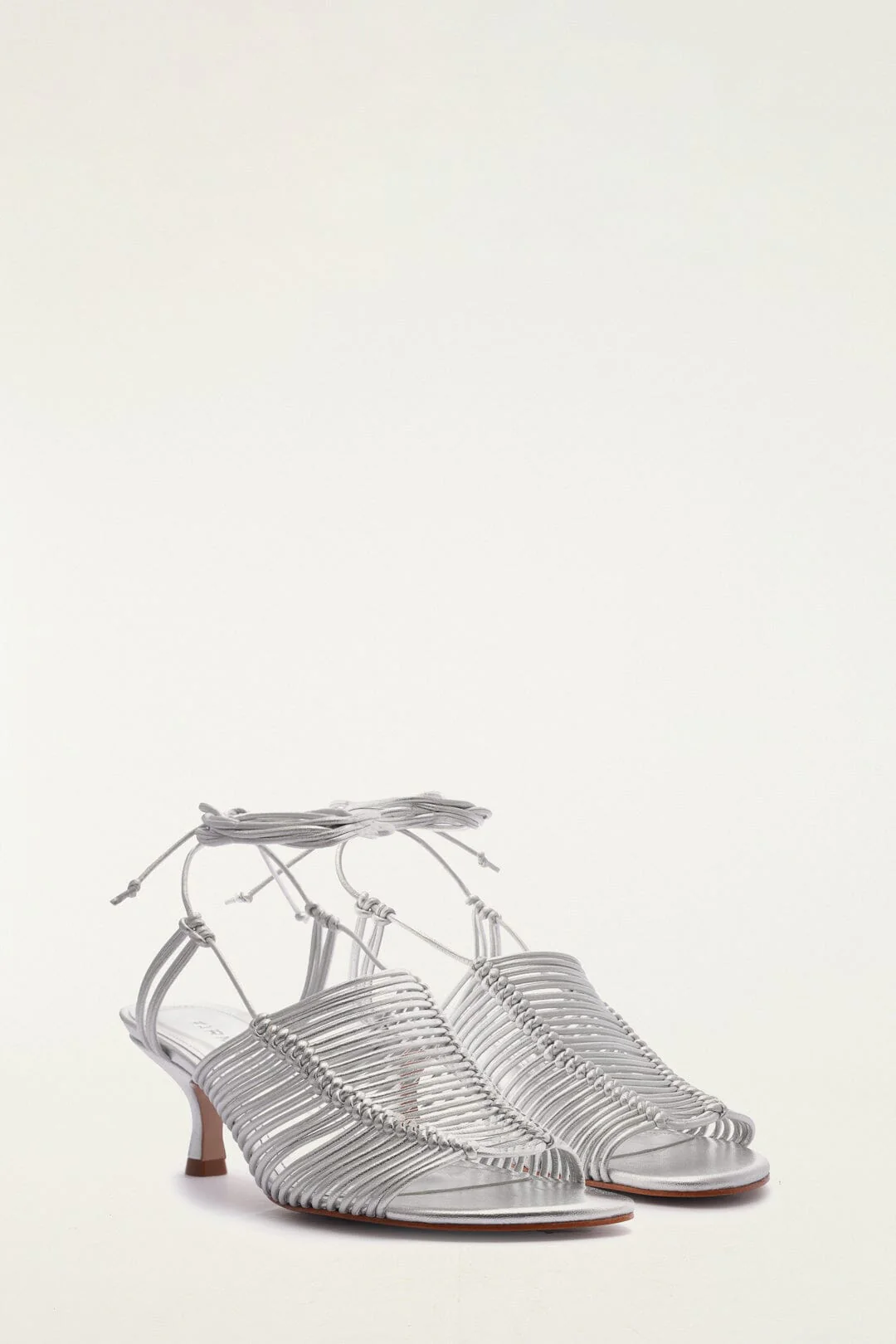 Silver Macrame Heeled Sandal - Image 2