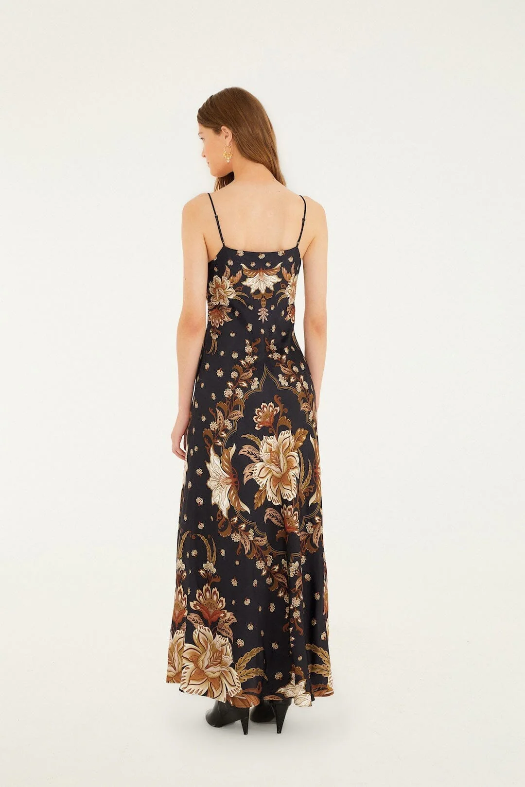 Black Majestic Garden Lenzing™  Ecovero™ Viscose Slip Maxi Dress - Image 3