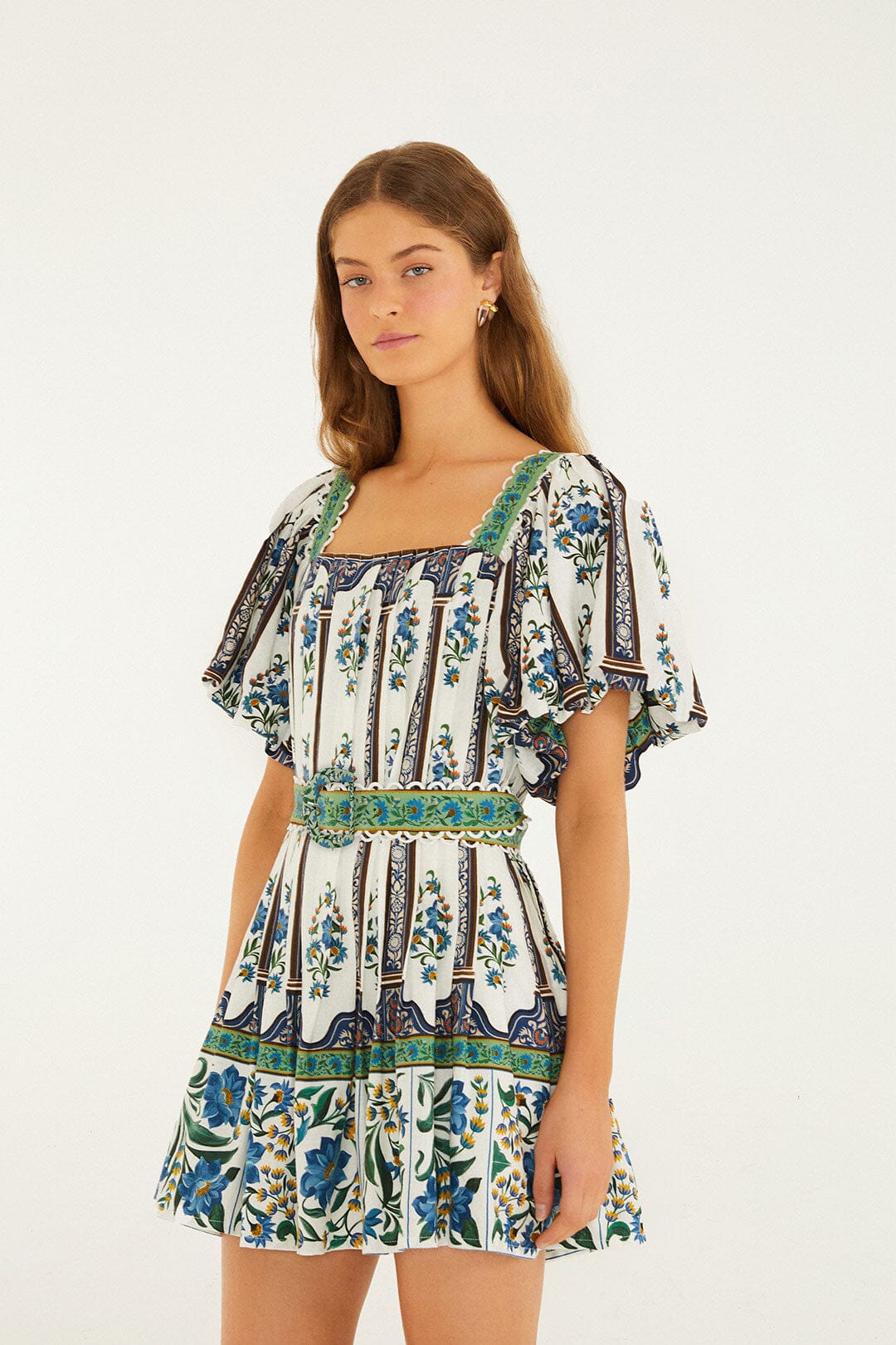 Off-White Manoela Belted Lenzing™ Ecovero™ Euroflax™ Mini Dress - Image 5