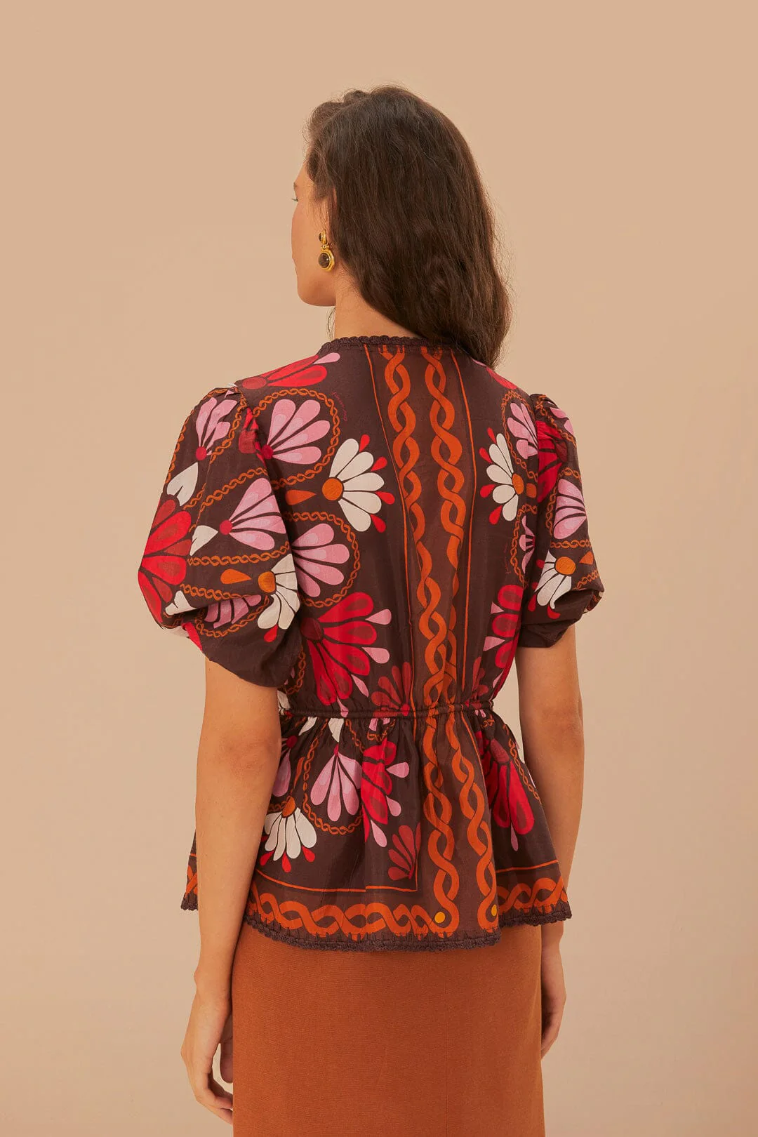 Miranda Brown Short Sleeve Blouse - Image 3