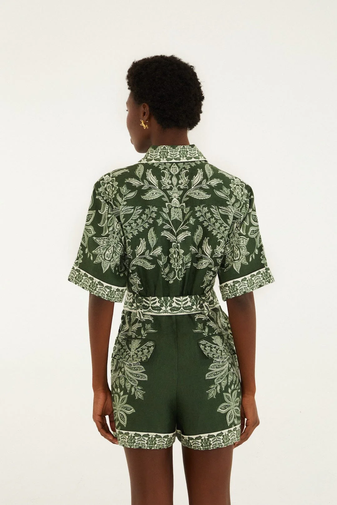 Dark Green Miranda Belted Romper - Image 3