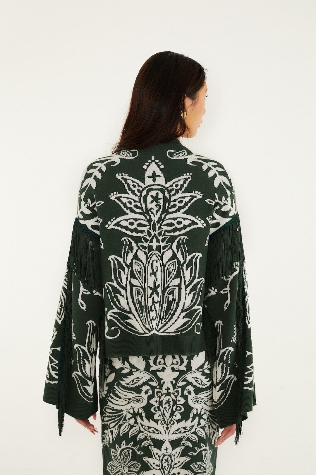 Dark Green Miranda Fringes Knit Sweater - Image 3