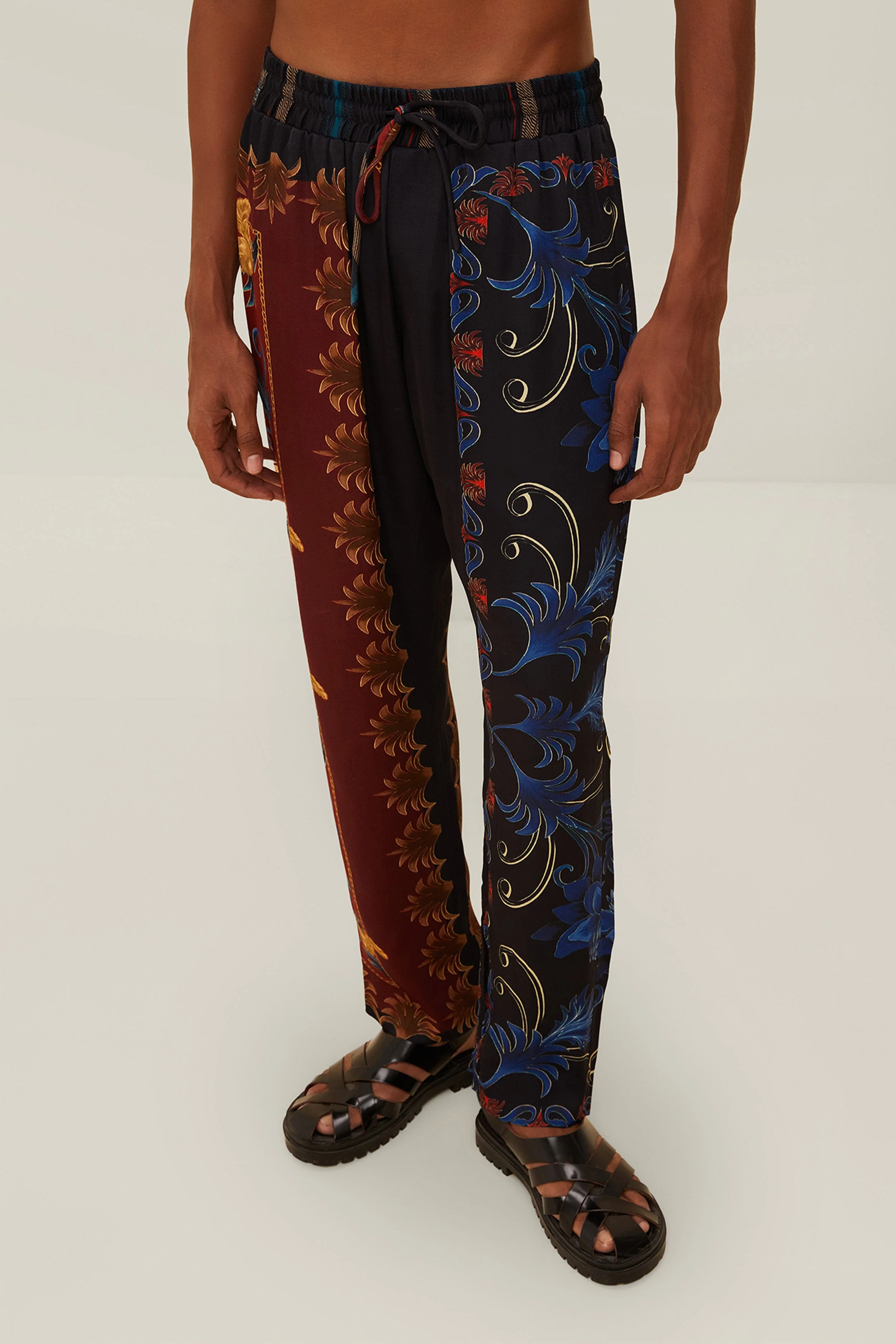 Black Mixed Arabesque Scarves Pants - Image 2