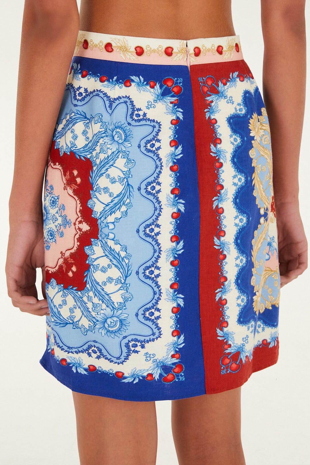 Mixed Cherry Royalty Scarf Lenzing™ Ecovero™ Euroflax™ Mini Skirt - Image 3