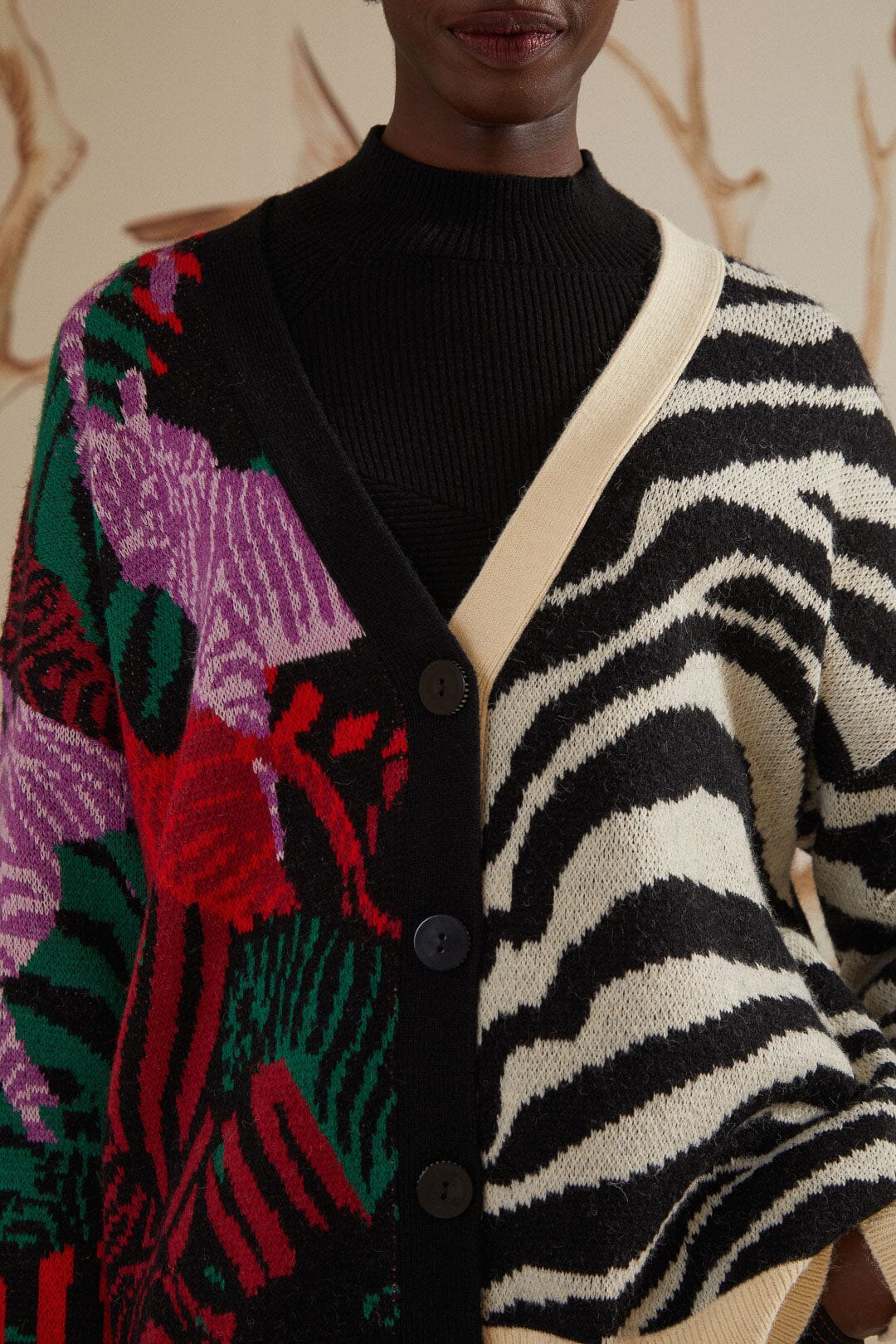 Mixed Zebra Prints Knit Cardigan - Image 2