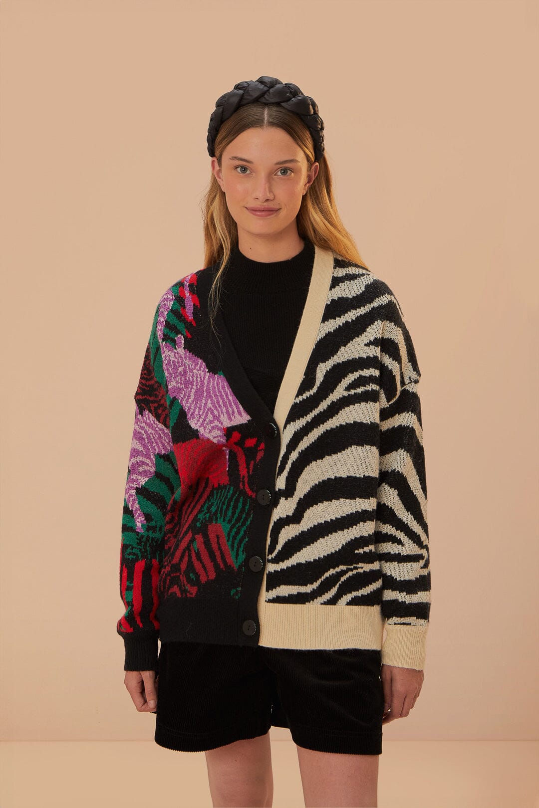 Mixed Zebra Prints Knit Cardigan - Image 3