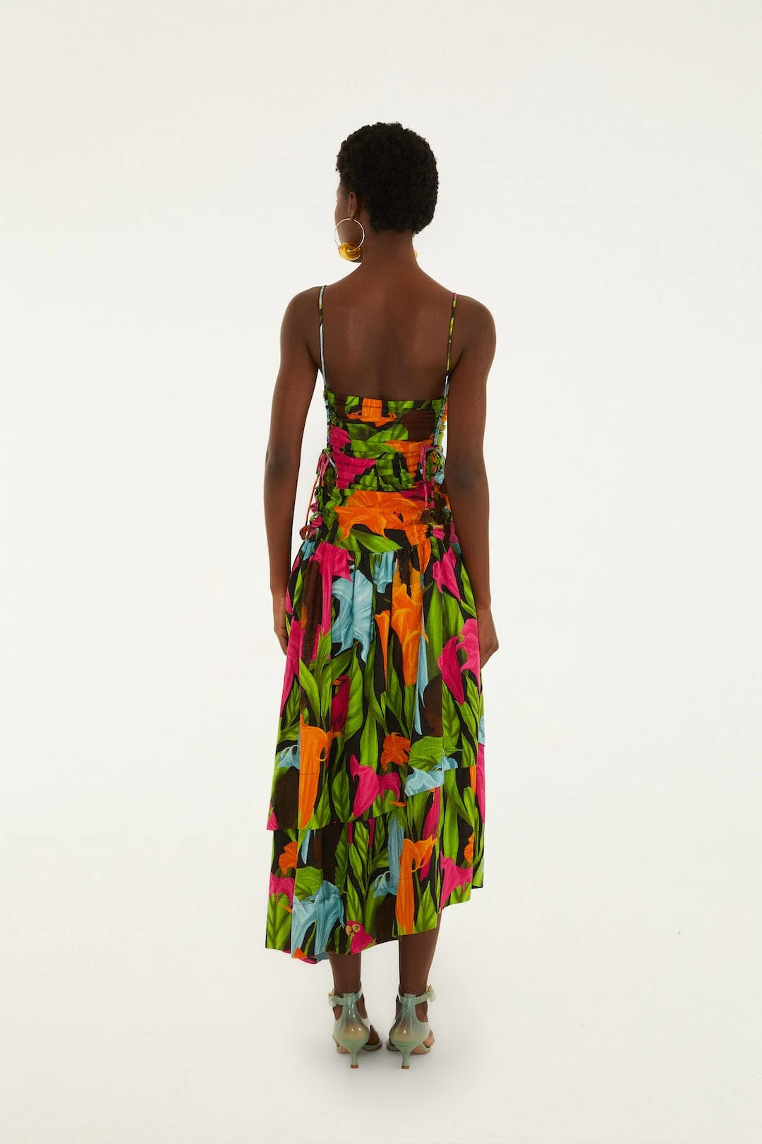 Black Mujeres Y Flores Lenzing™ Ecovero™ Euroflax™ Midi Dress - Image 3