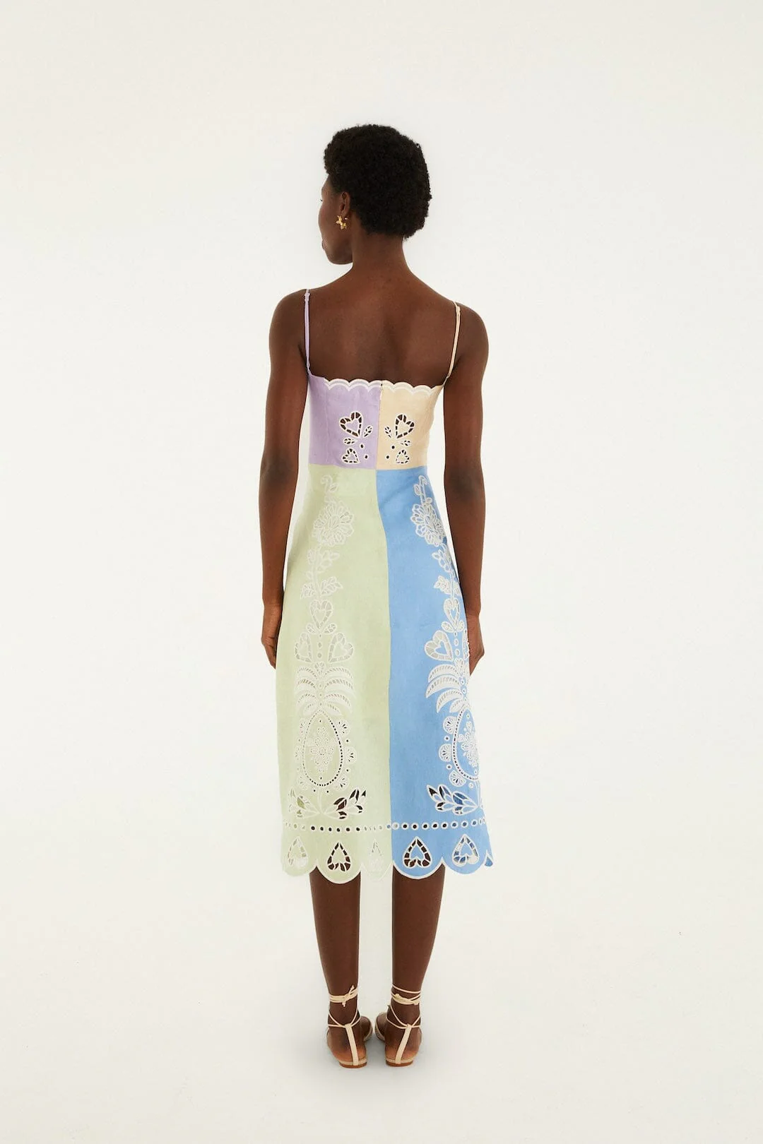 Multicolor Embroidered Euroflax™ Premium Linen Midi Dress - Image 3