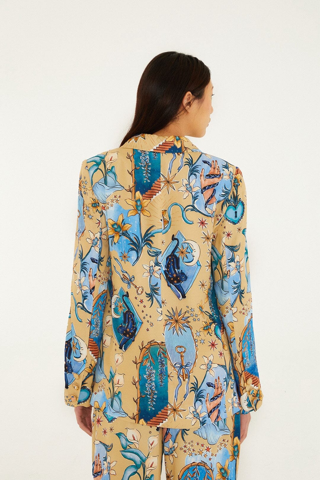 Sand Mystical Notched Lapel Lenzing™ Ecovero™ Viscose Blazer - Image 3