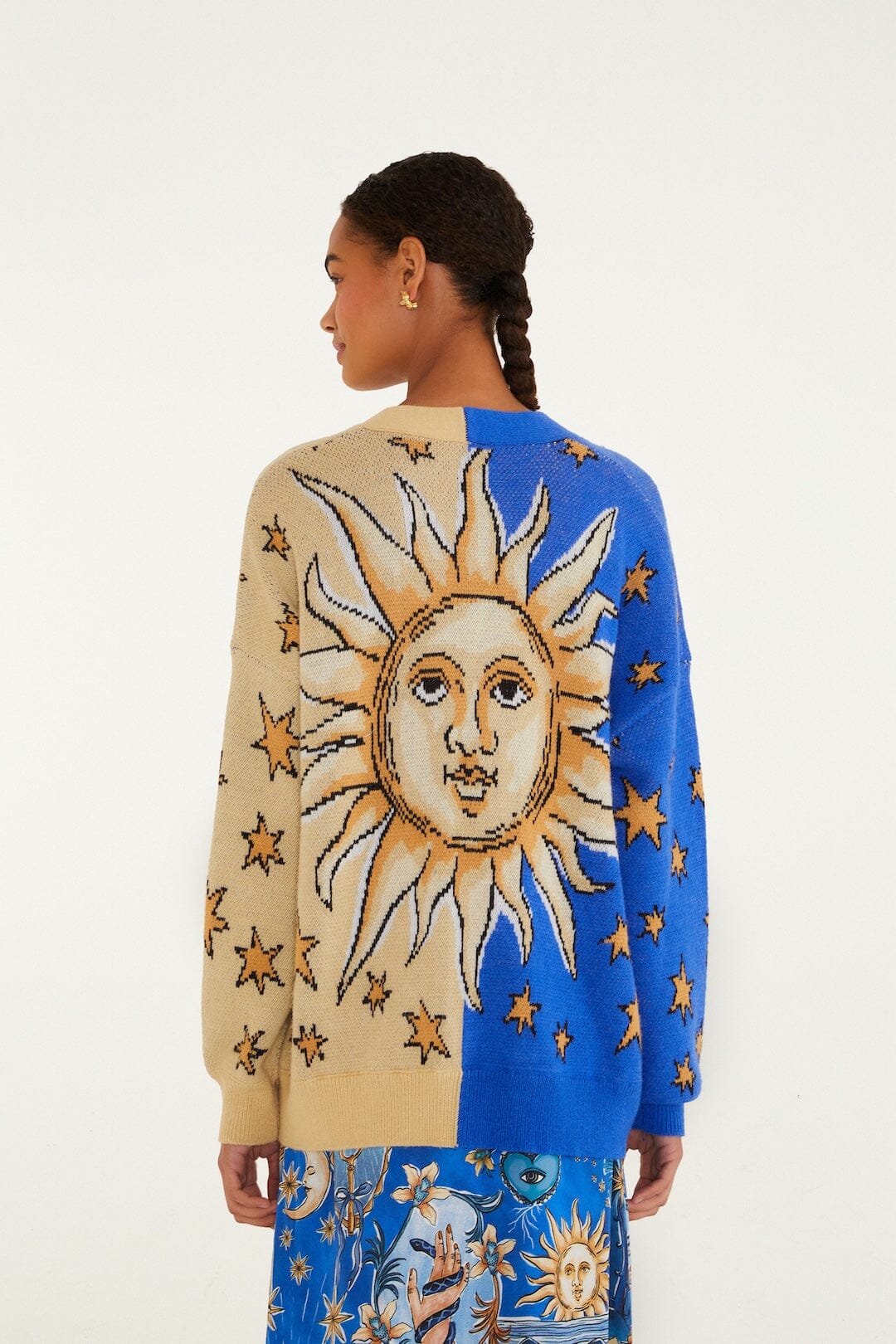 Mixed Mystical Sun Buttoned Knit Cardigan - Image 3