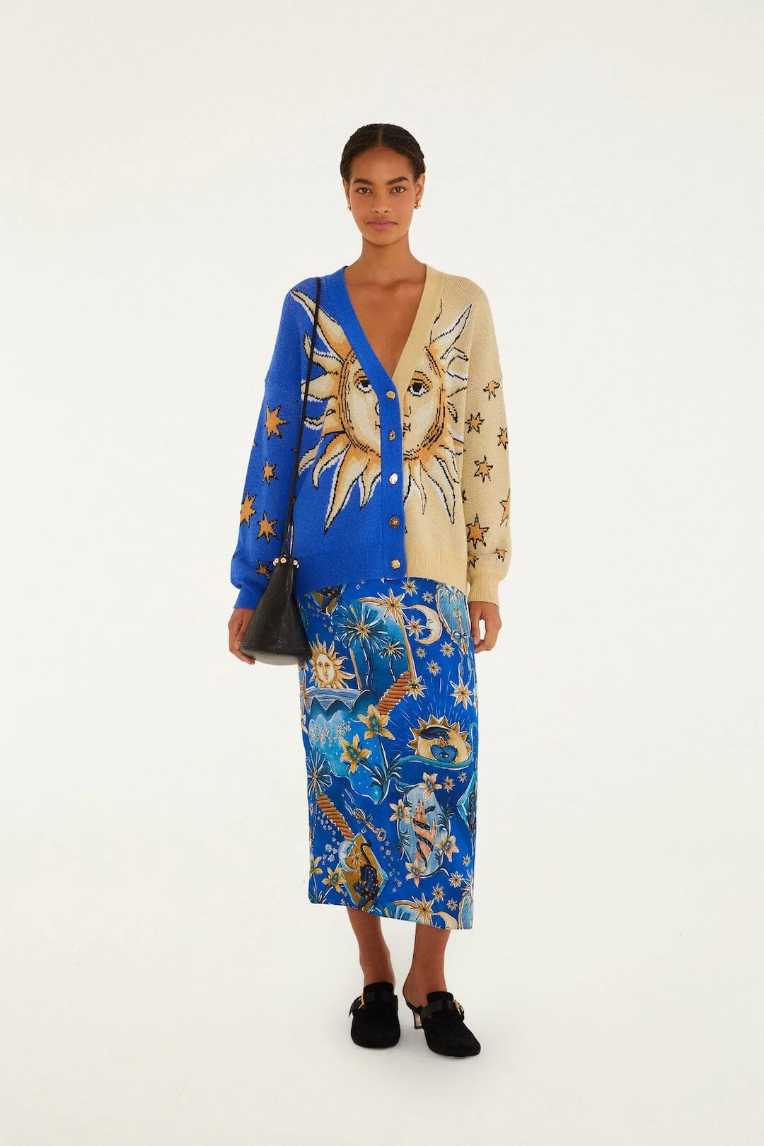 Mixed Mystical Sun Buttoned Knit Cardigan - Image 4