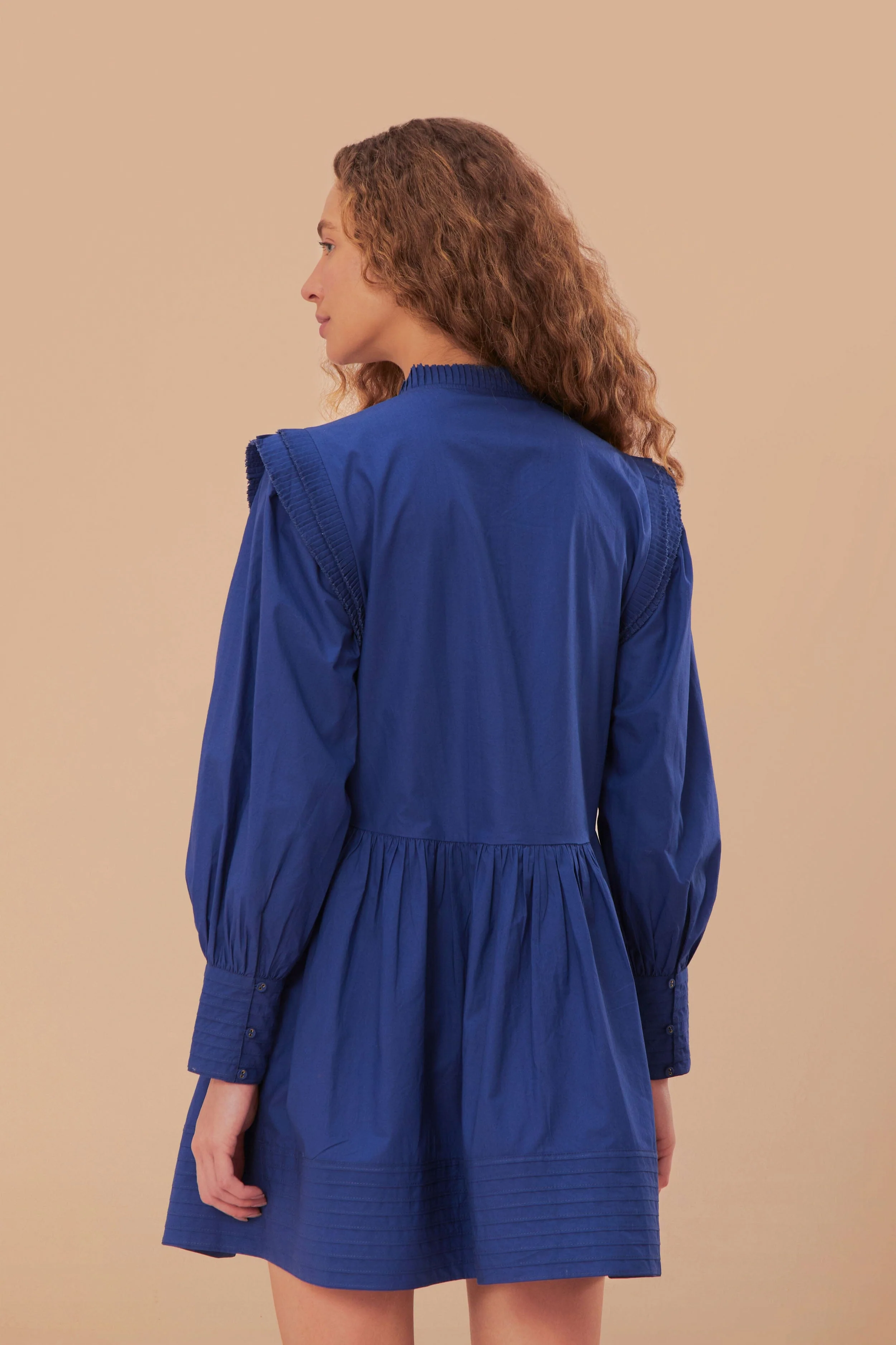 Navy Blue Open Yoke Mini Dress - Image 4