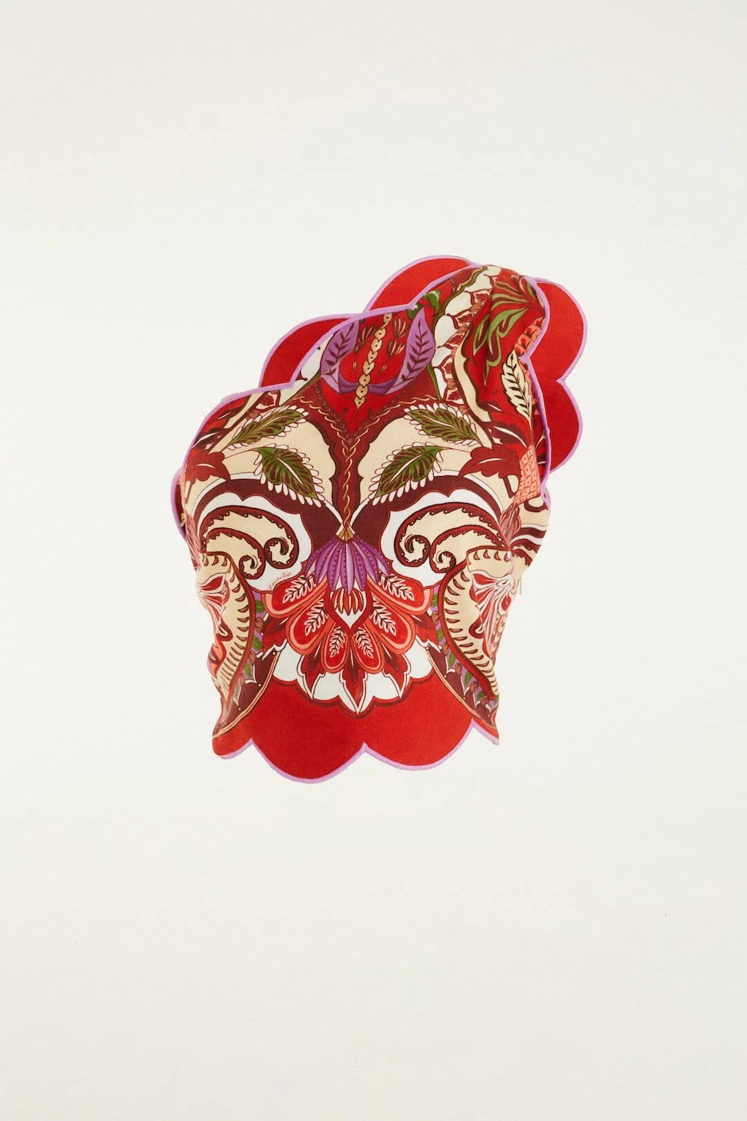Red Odara Scallops Lenzing™ Ecovero™ Euroflax™ One-Shoulder Top - Image 5