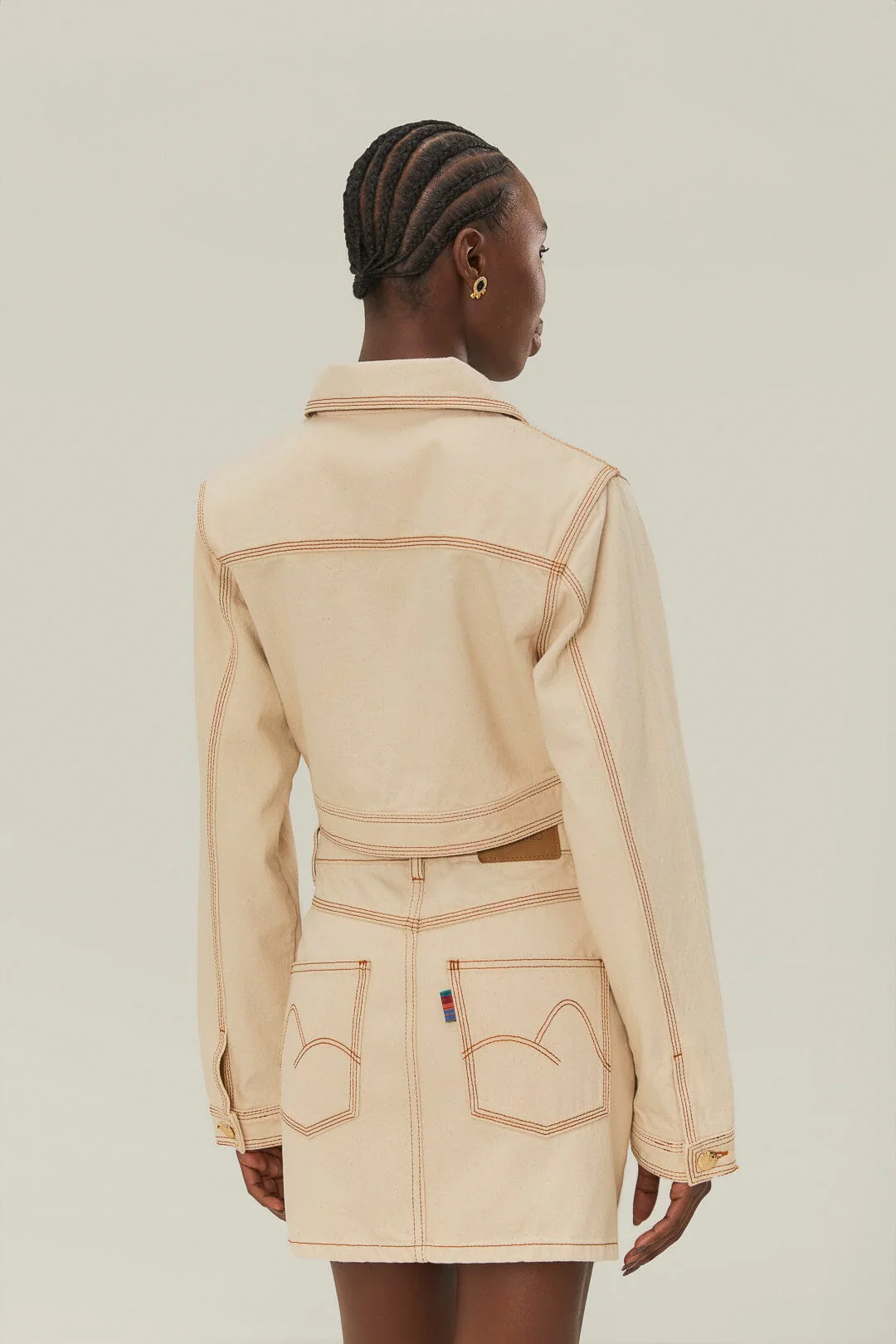 Off-White Gabardine Cropped Jacket - Image 3