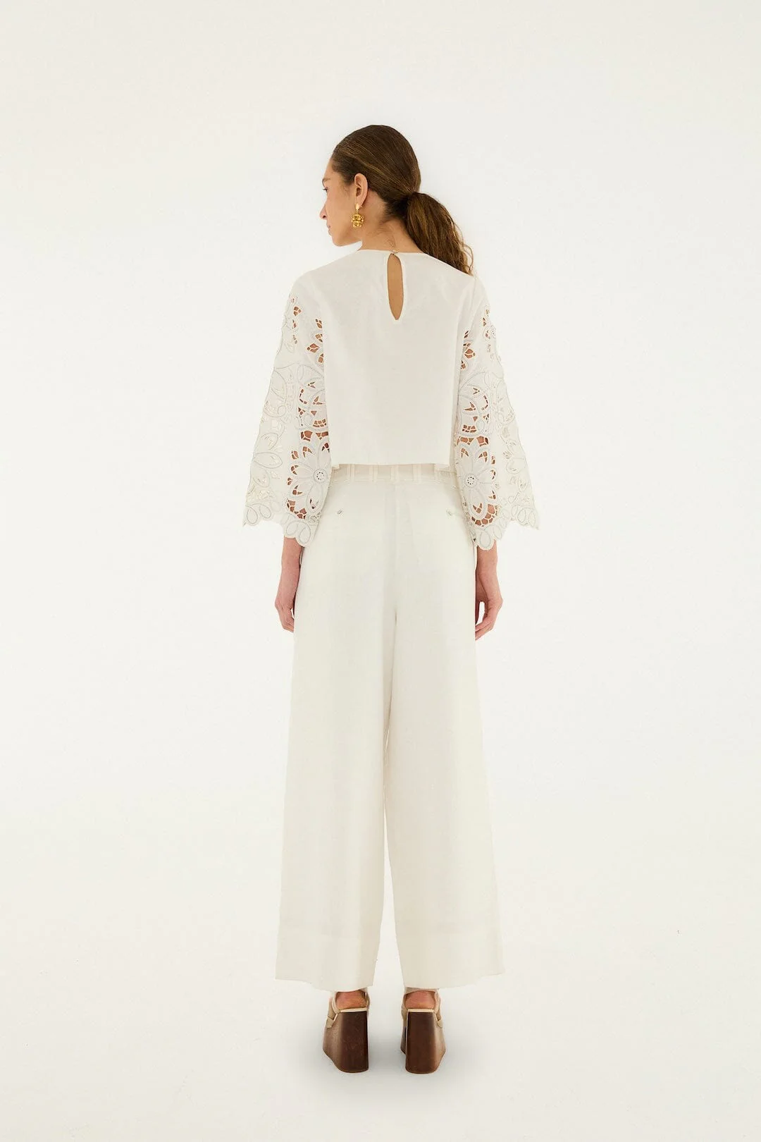 Off-White High Waisted Euroflax™ Premium Linen Pants - Image 3