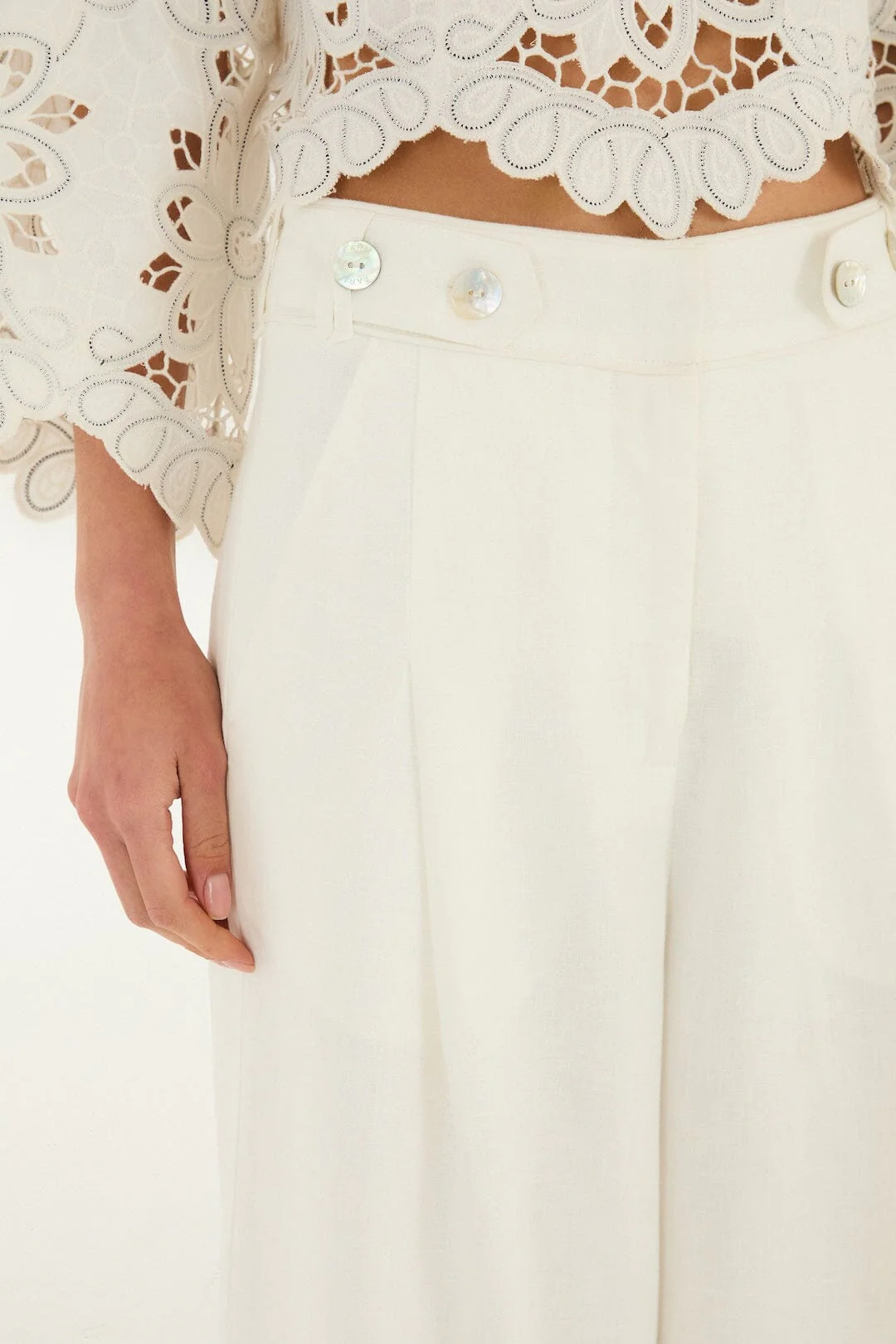 Off-White High Waisted Euroflax™ Premium Linen Pants - Image 4