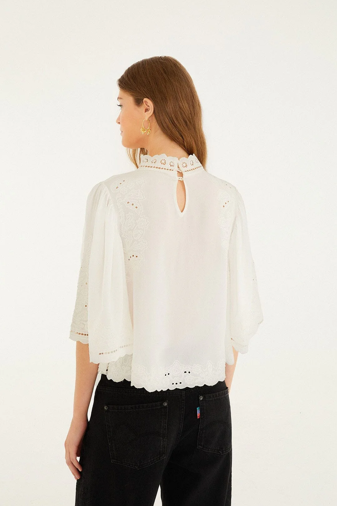 Off-White Palm Tree Embroidered Blouse - Image 3