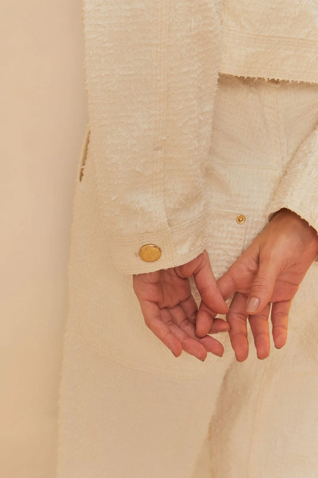 Off-White Twill Laser Crop Jacket - Image 5