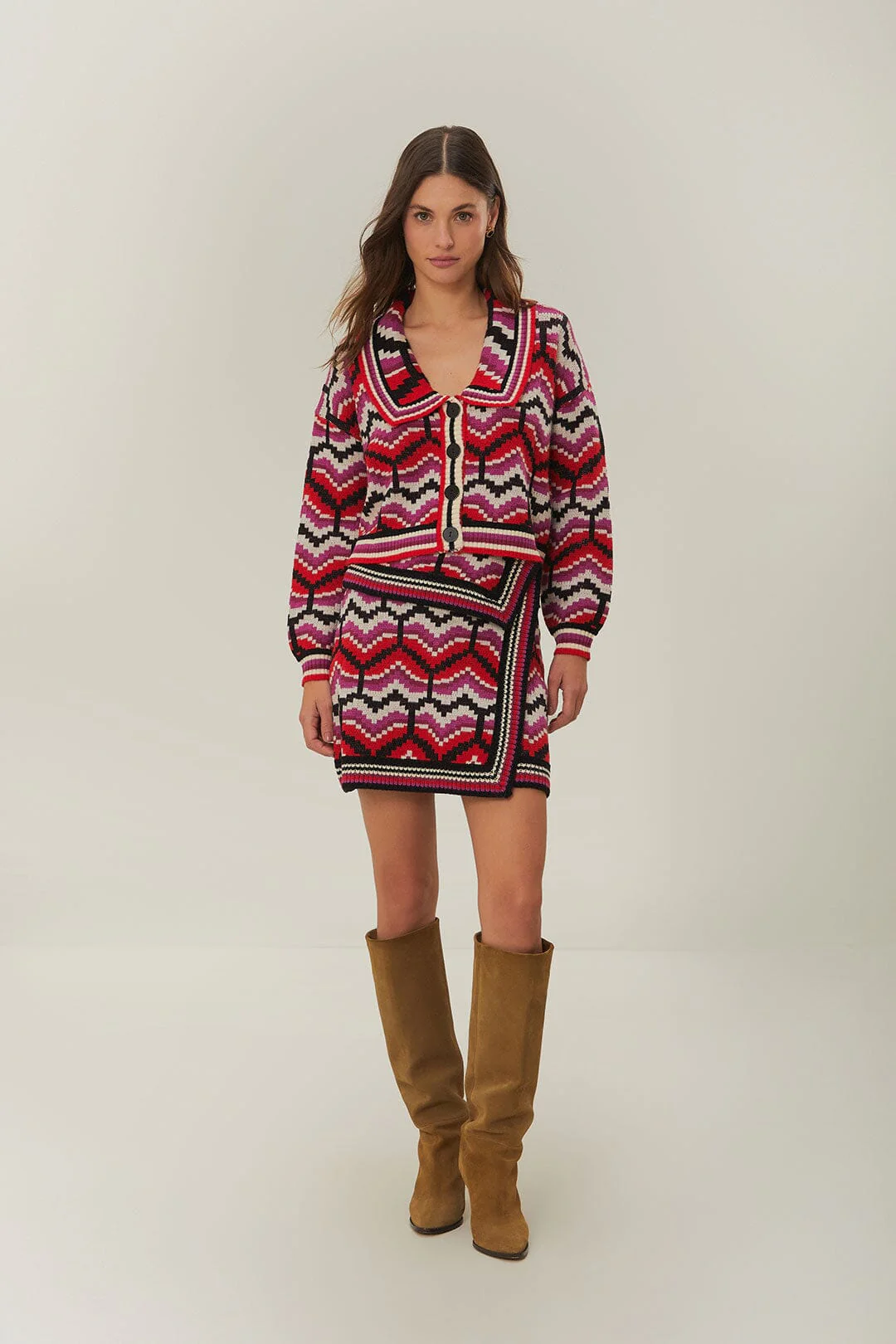 Multicolor Ombre Hearts Knit Skirt - Image 2