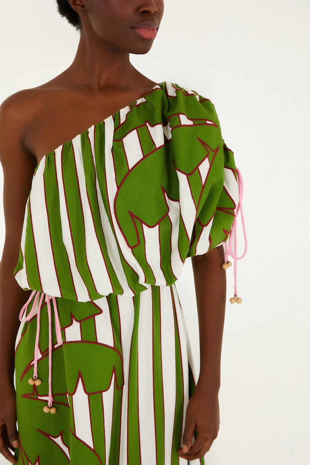 Off-White One-Shoulder Lenzing™ Ecovero™ Euroflax™ Midi Dress - Image 2