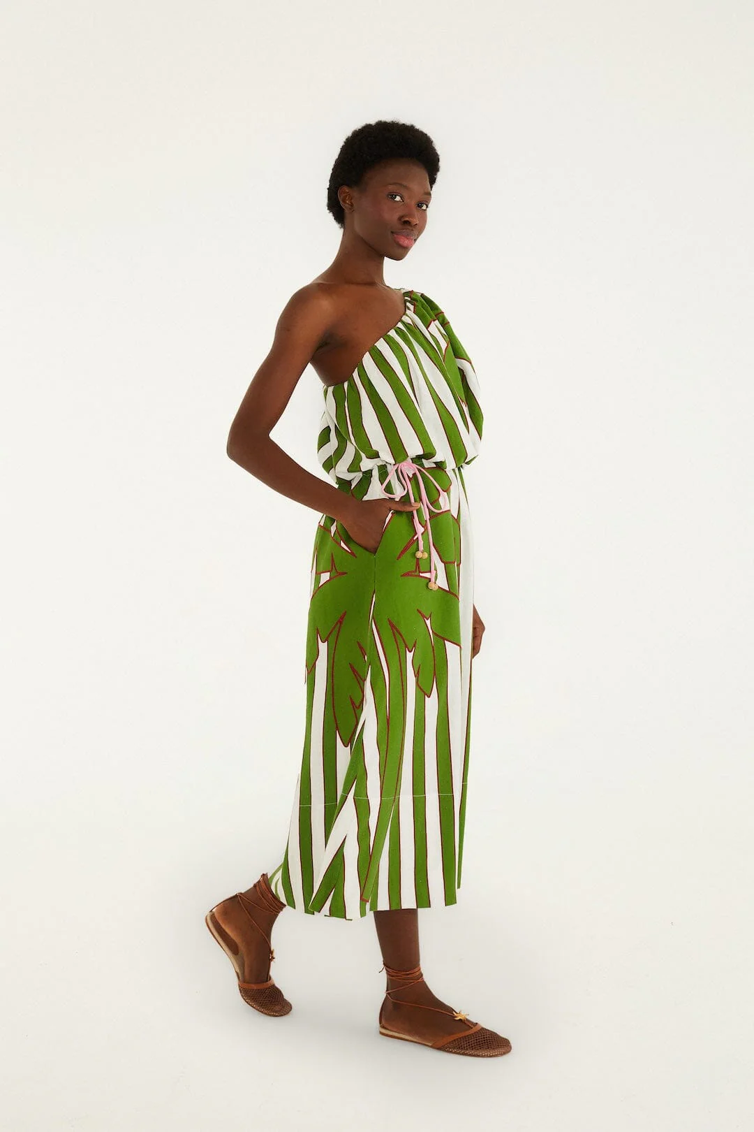 Off-White One-Shoulder Lenzing™ Ecovero™ Euroflax™ Midi Dress - Image 4