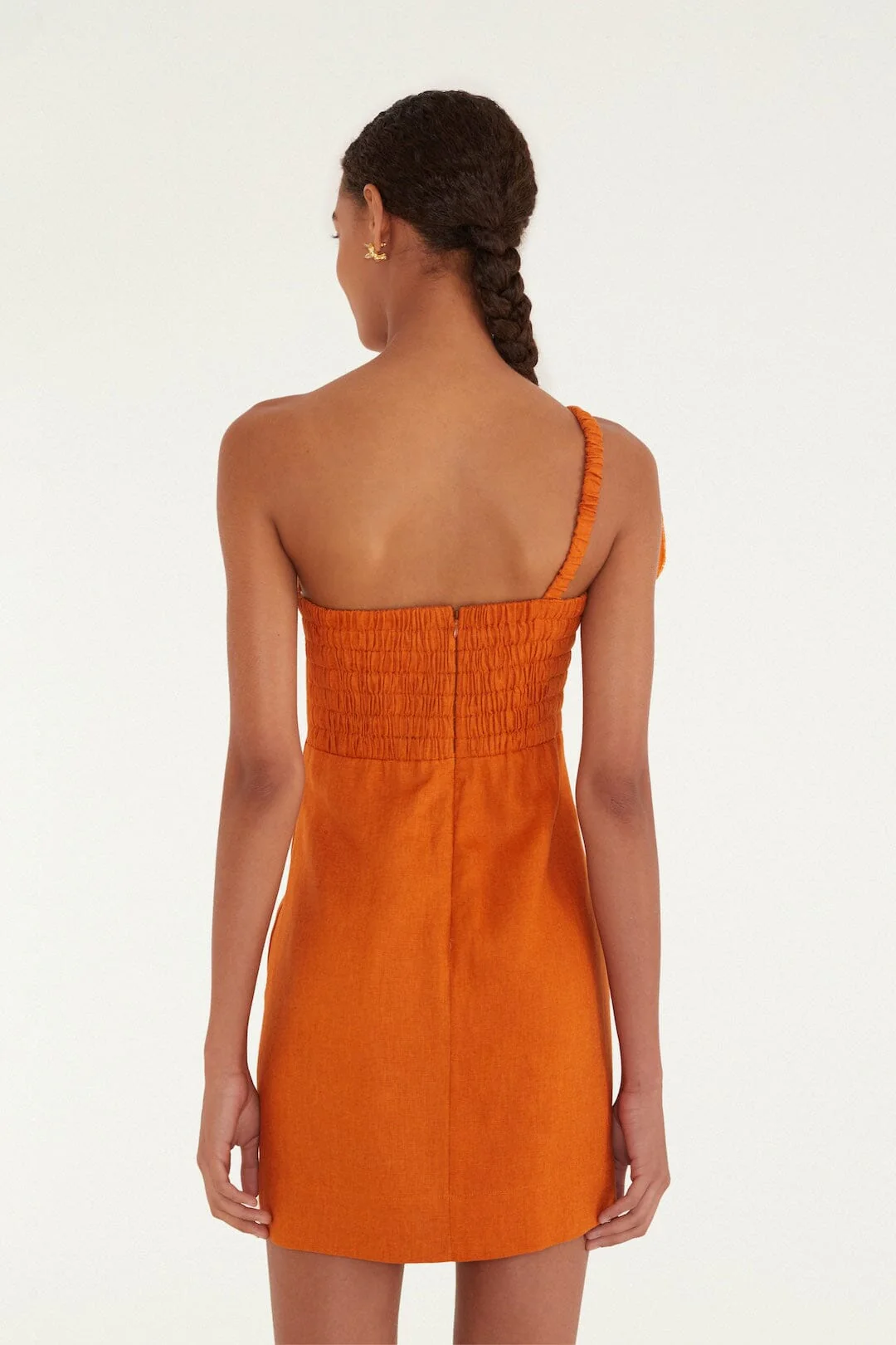 Orange Flower Euroflax™ Premium Linen Mini Dress - Image 3