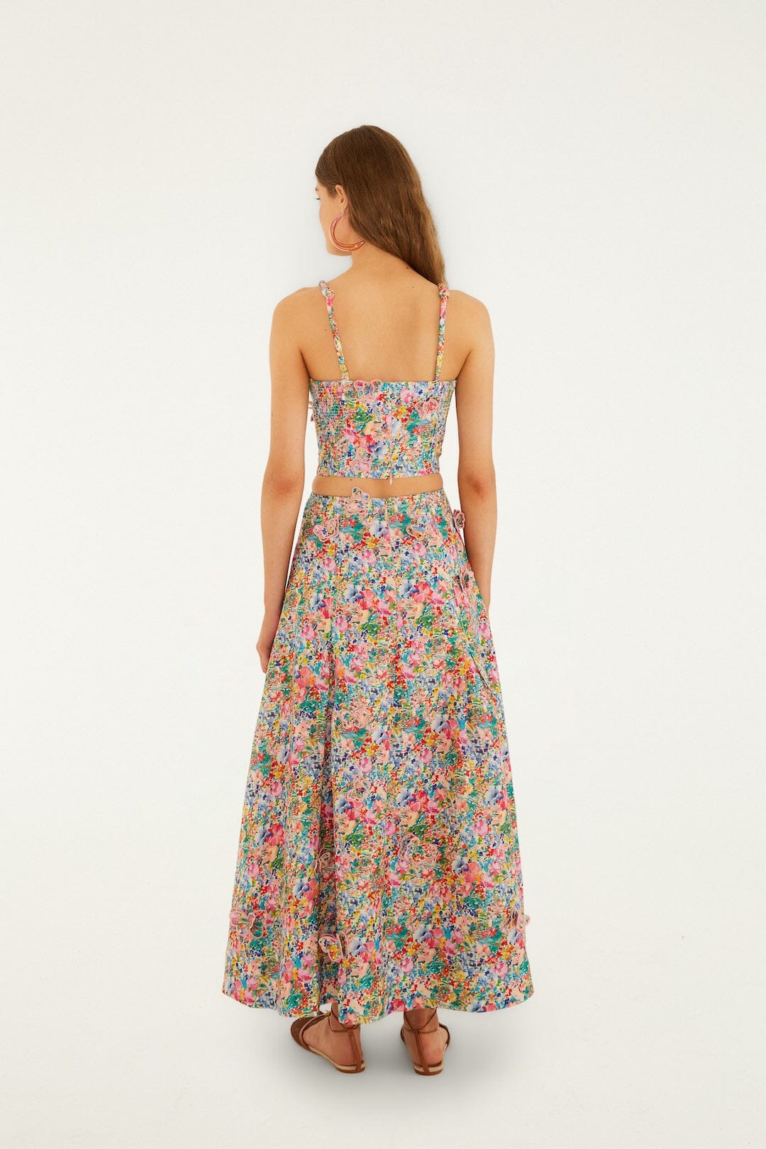 Off-White Peasant Floral Butterflies Euroflax_x0099_ Premium Linen Maxi Skirt - Image 3