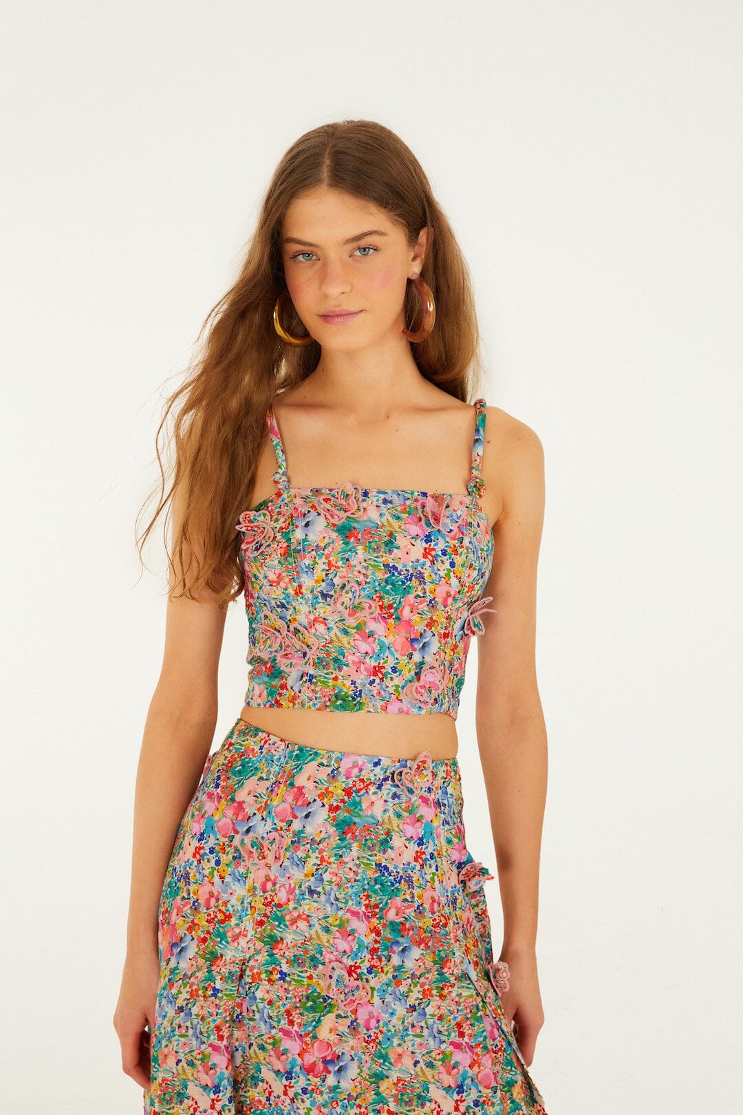 Off-White Peasant Floral Butterflies Euroflax™ Premium Linen Top