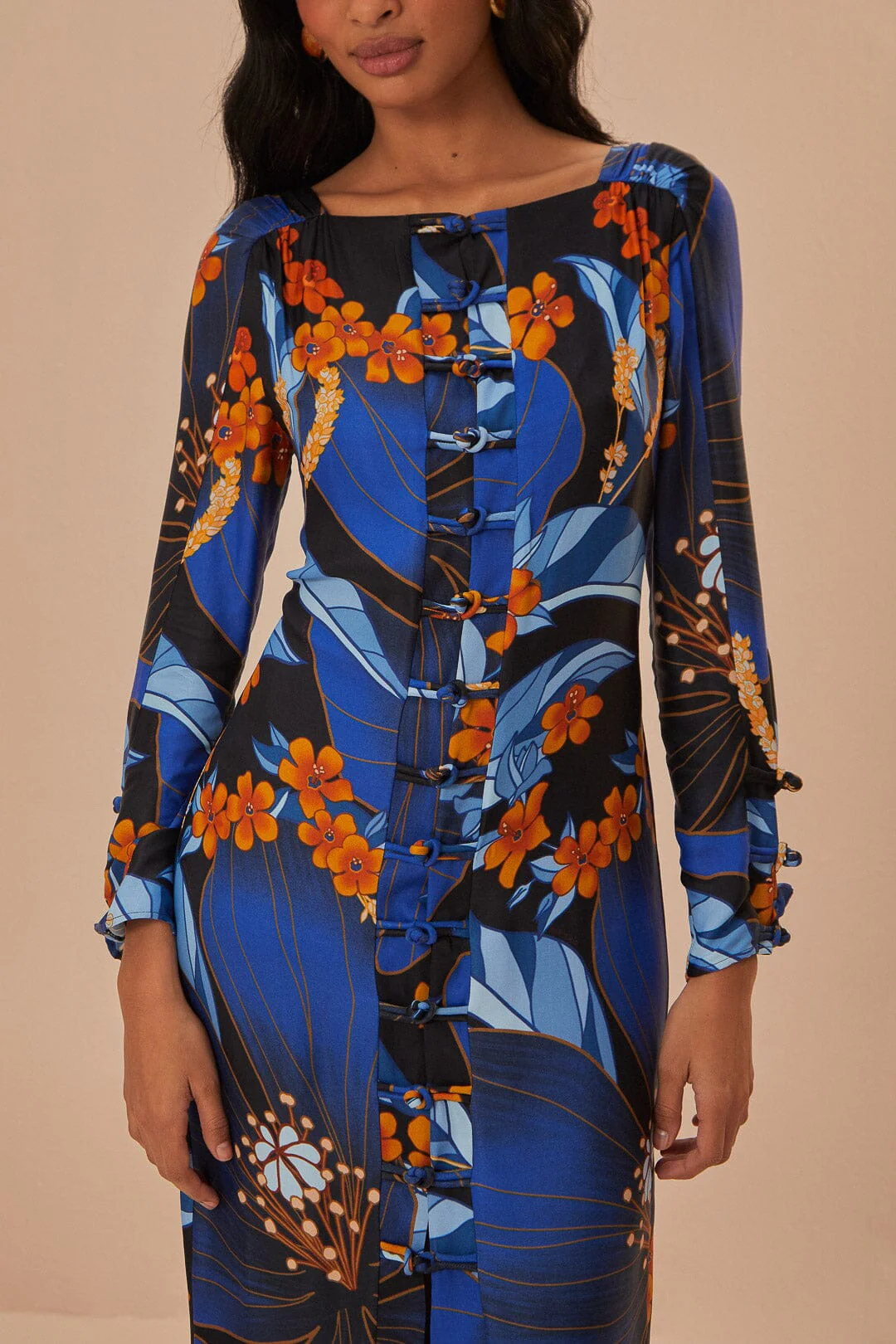 Black Pietra Floral LENZING™ ECOVERO™ Viscose Midi Dress - Image 3