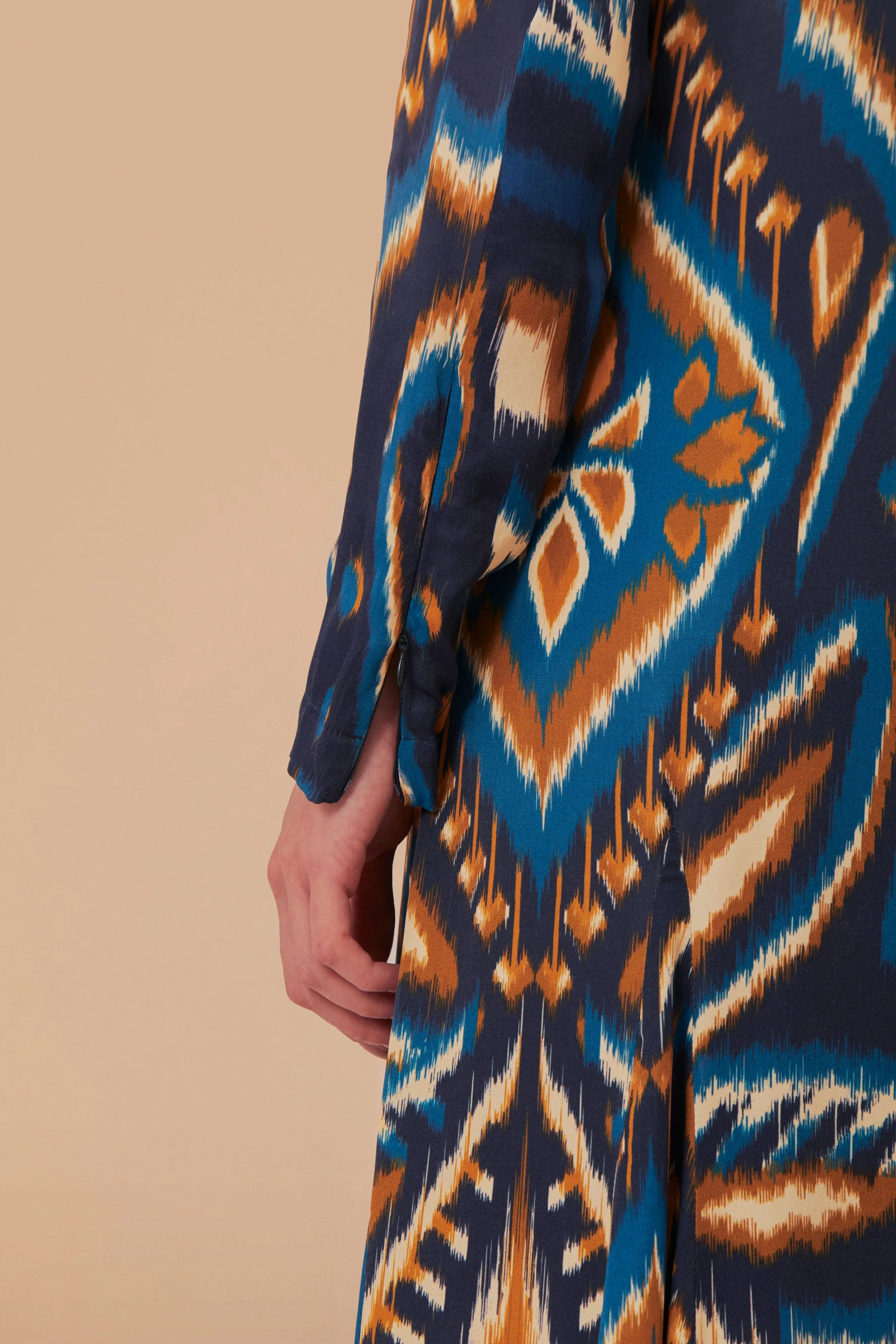 Blue Pineapple Ikat LENZING™ ECOVERO™ Viscose Maxi Dress - Image 6