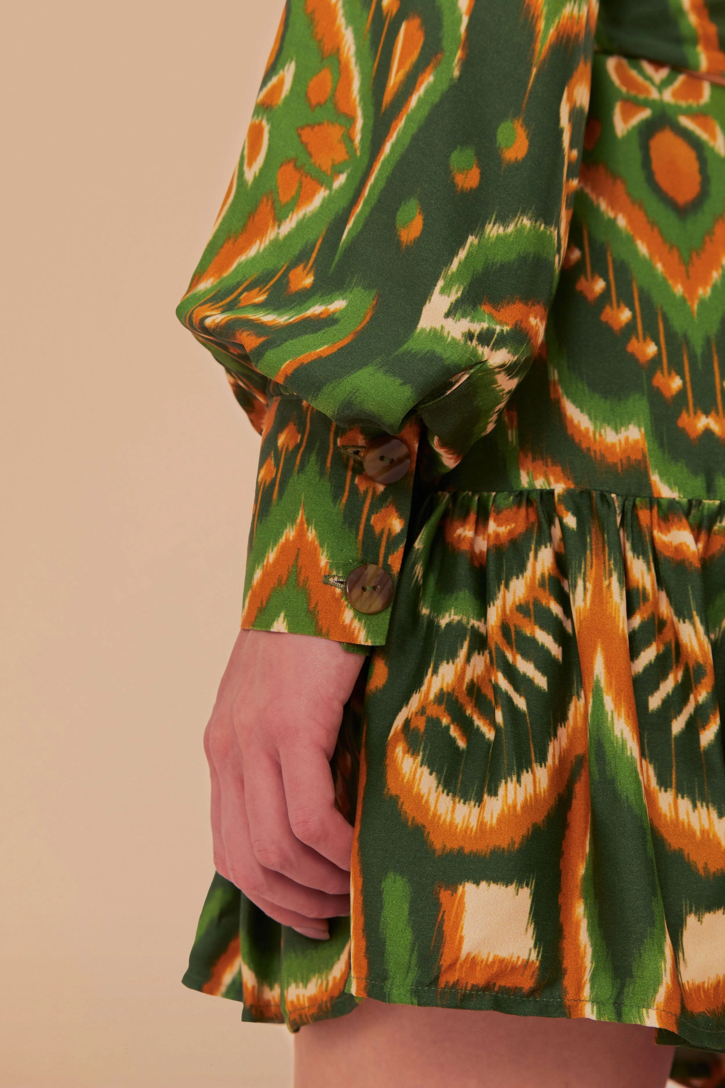 Green Pineapple Ikat LENZING™ ECOVERO™ Viscose Mini Dress - Image 5