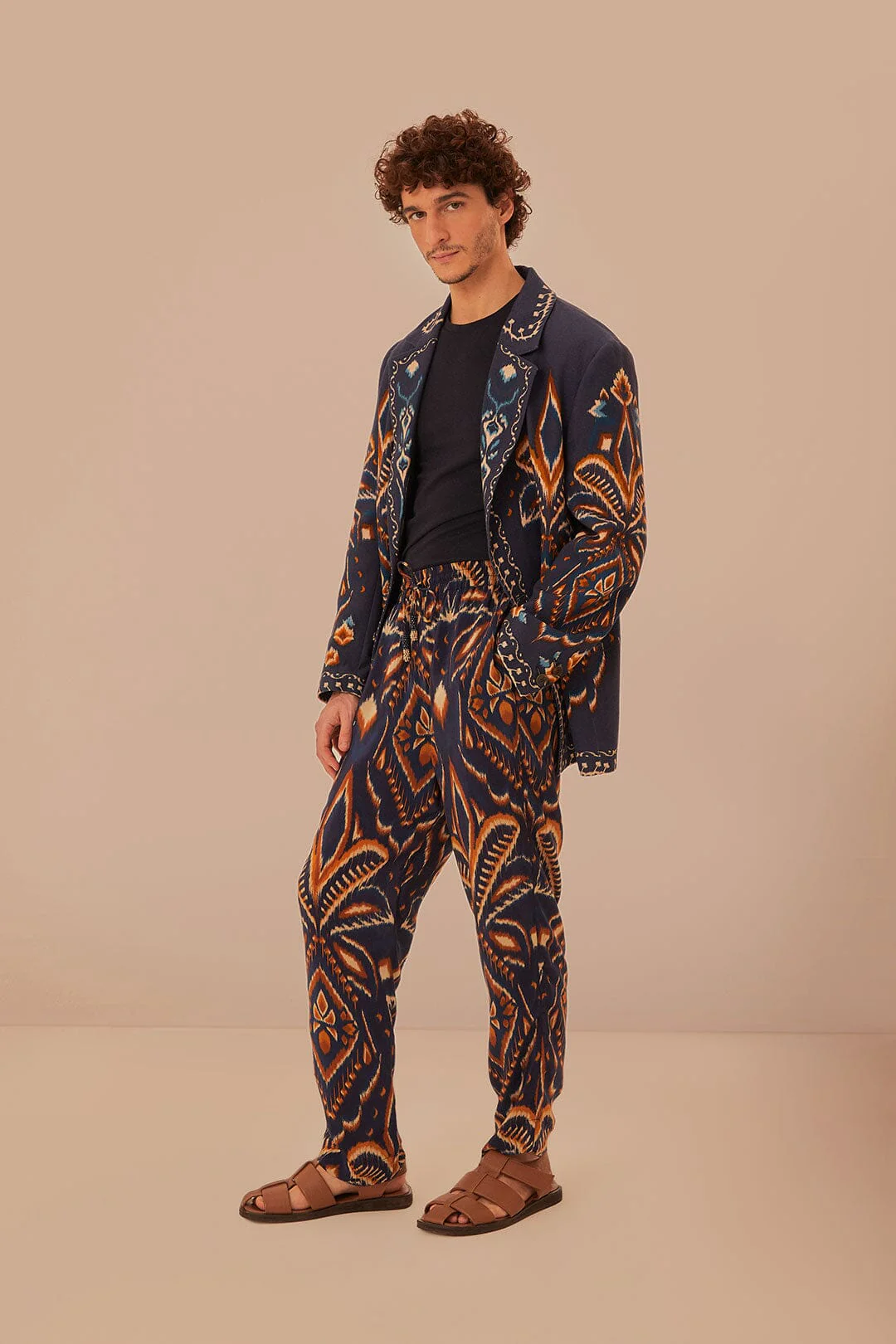 Blue Pineapple Ikat Pants - Image 3