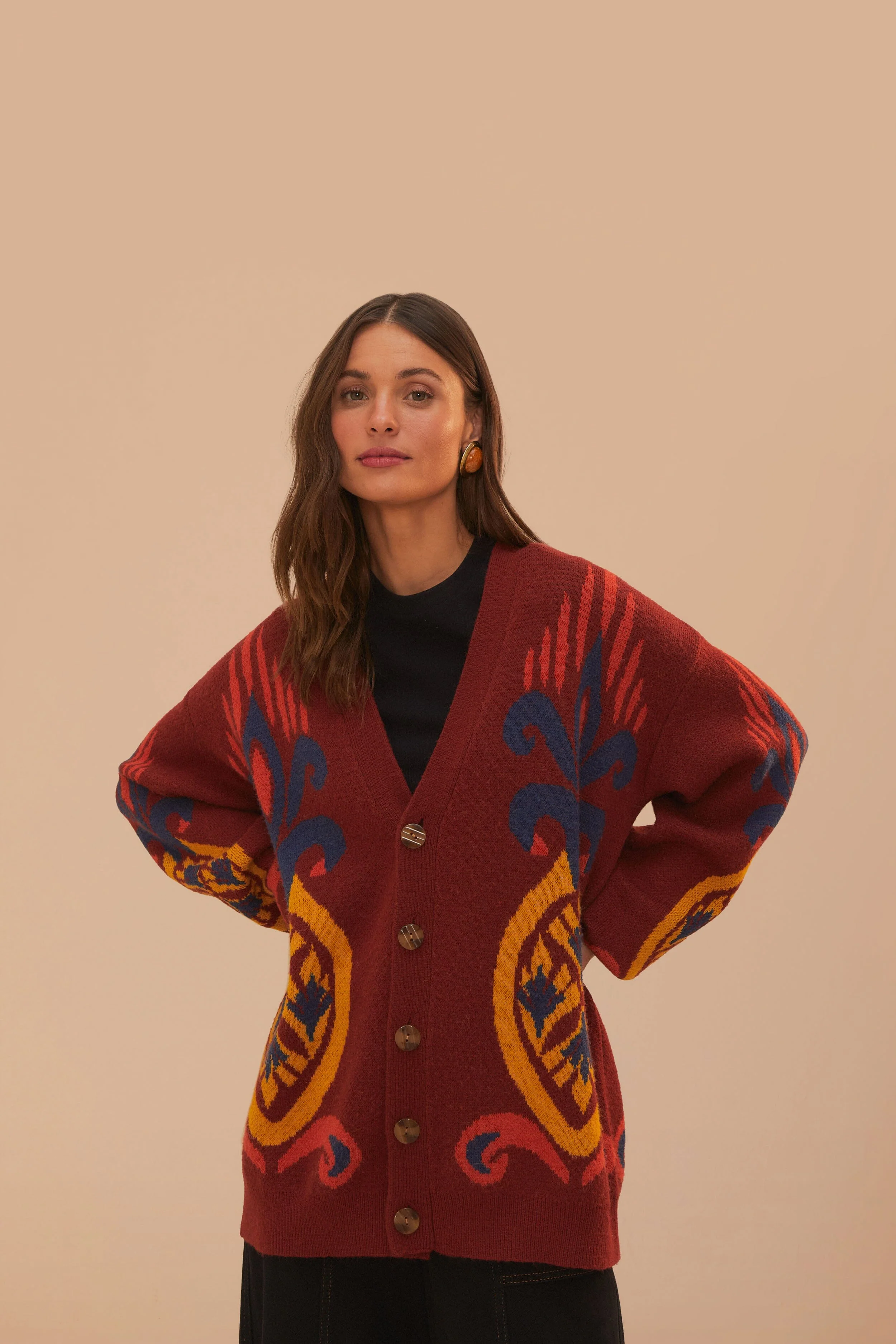 Red Pineapple Knit Cardigan - Image 2