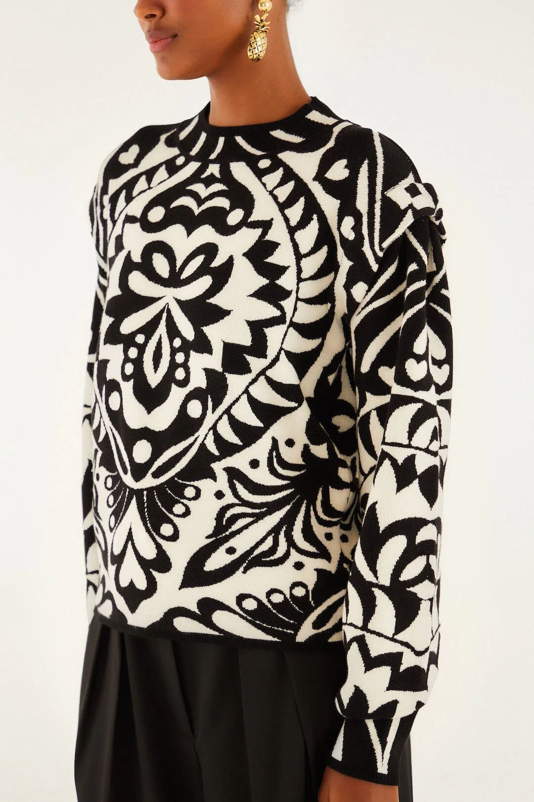 Black And White Pineapple Love Sweater - Image 2