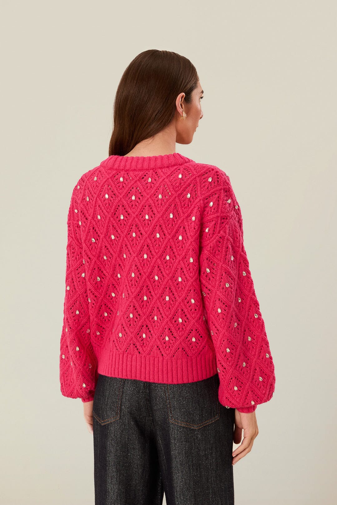 Pink Lace Knit Sweater - Image 3