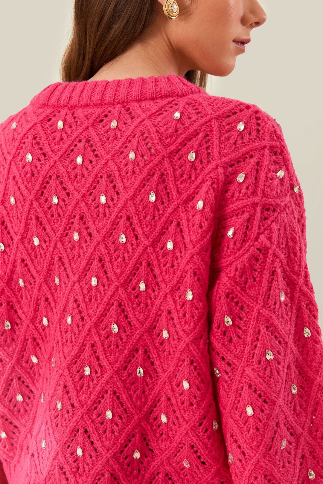 Pink Lace Knit Sweater - Image 4