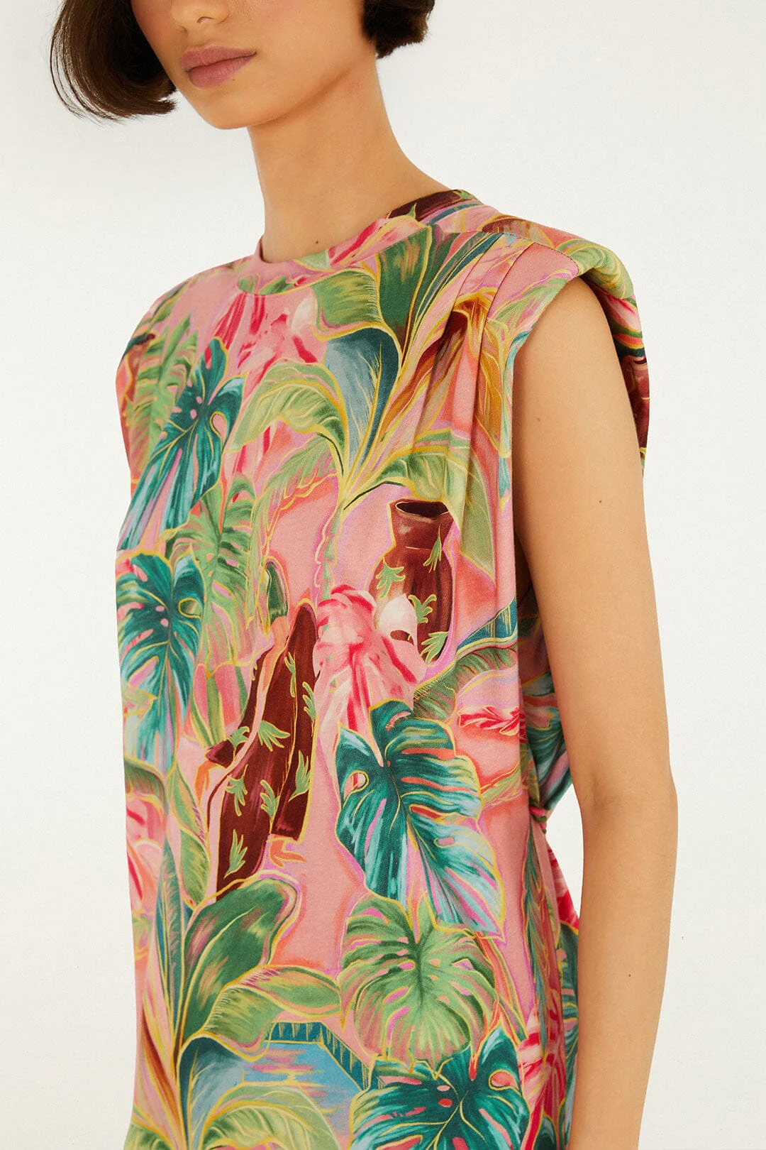 Pink Pool Time Padded Shoulder Organic Cotton T-Shirt - Image 2