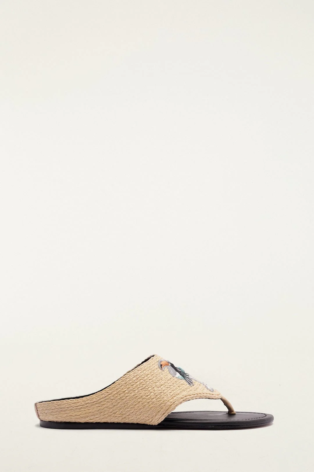 Raffia Embroidered Icons Flat Sandal - Image 3