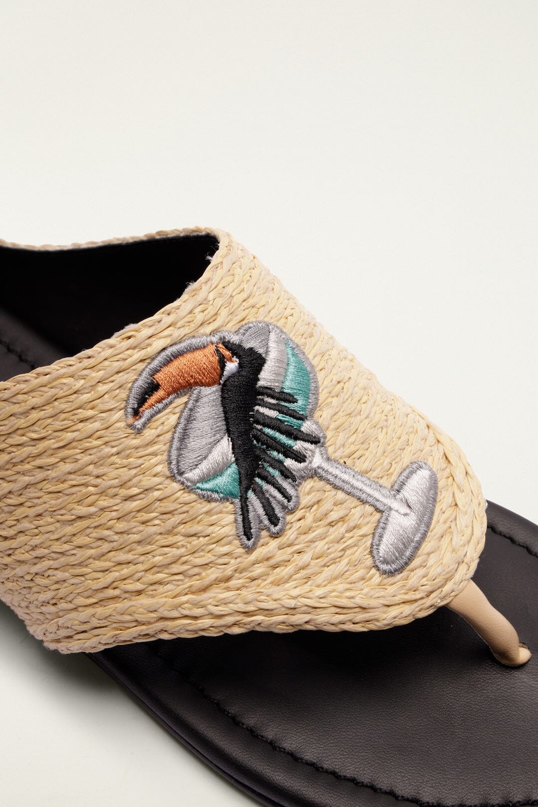 Raffia Embroidered Icons Flat Sandal - Image 4