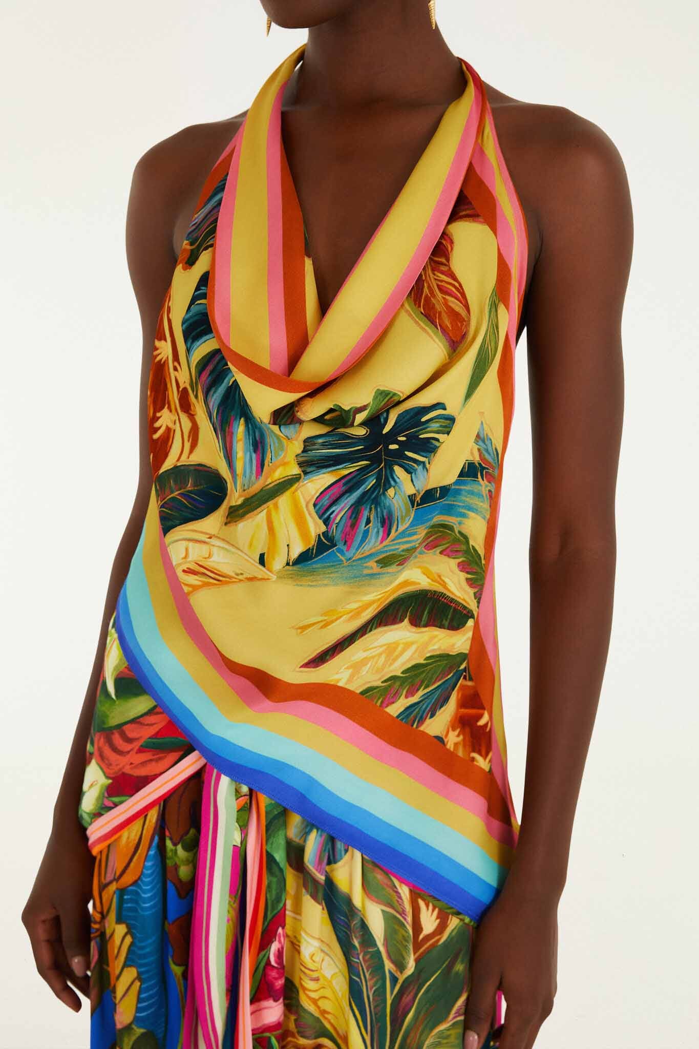 Multicolor Rainbow Summer Scarf Lenzing Ecovero Viscose Blouse - Image 2