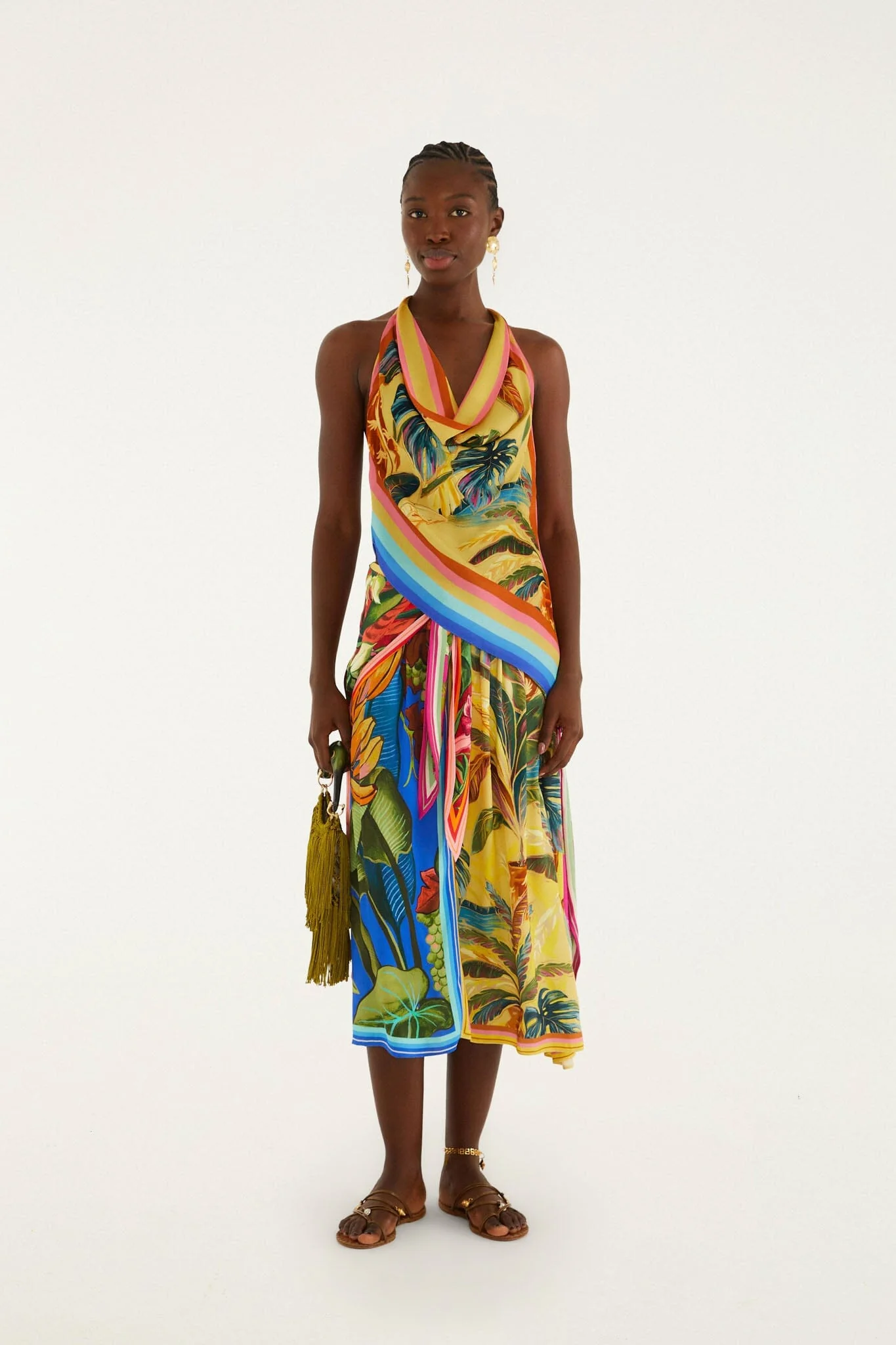 Multicolor Rainbow Summer Scarf Lenzing Ecovero Viscose Blouse - Image 3