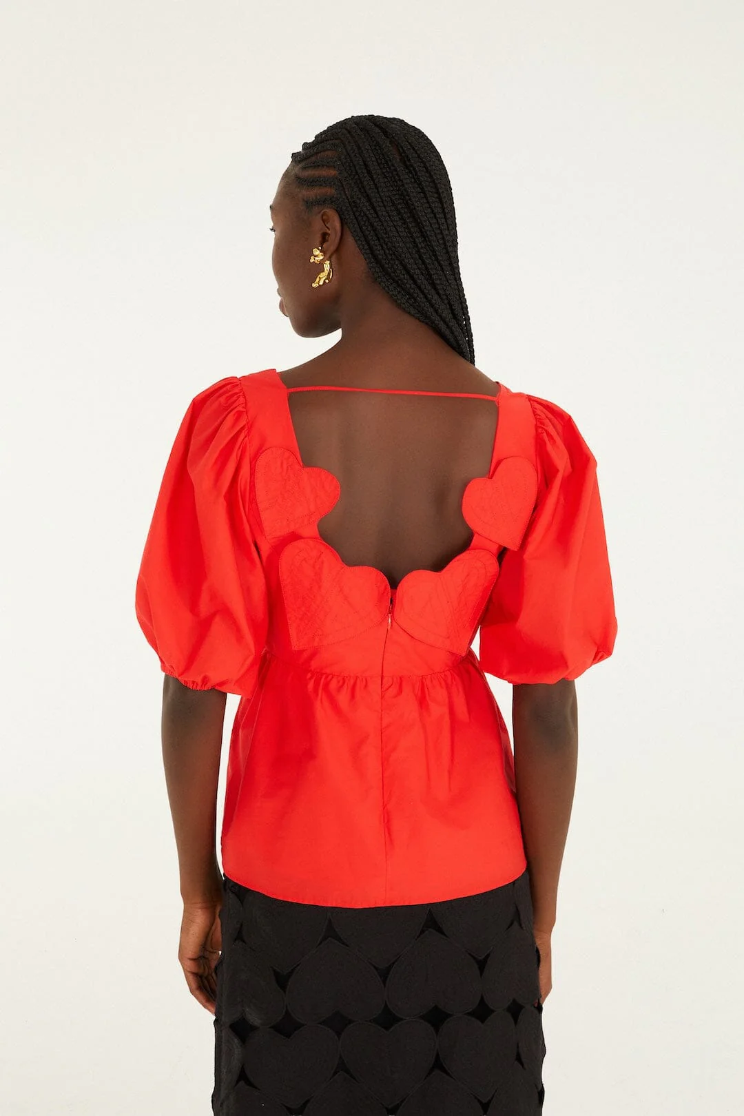 Red Heart Short Sleeve Organic Cotton Blouse - Image 3